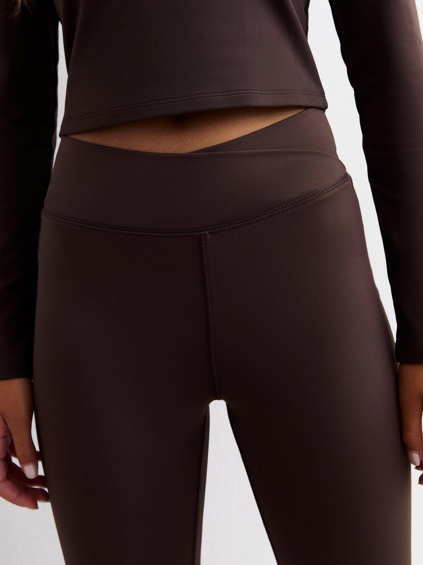 new-look-915-girls-dark-brown-wrap-flared-athleisure-trousersoutfit