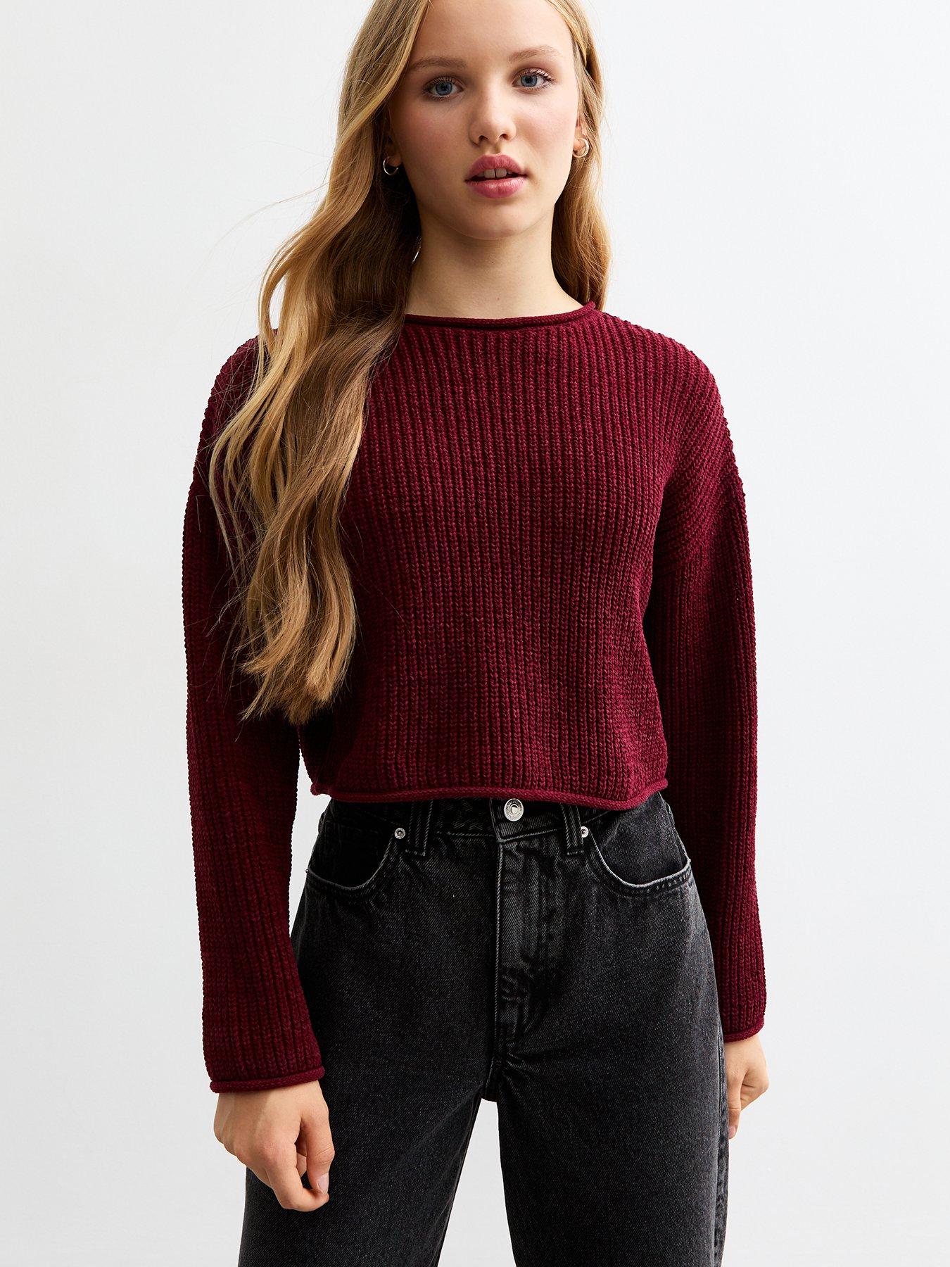 new-look-915-girls-burgundy-chunky-knit-jumper