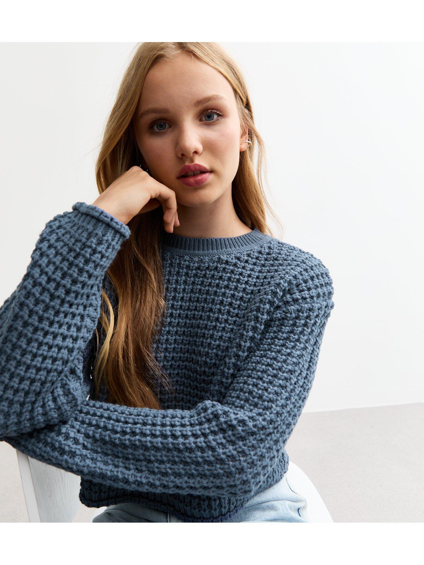 new-look-915-girls-blue-waffle-jumperoutfit