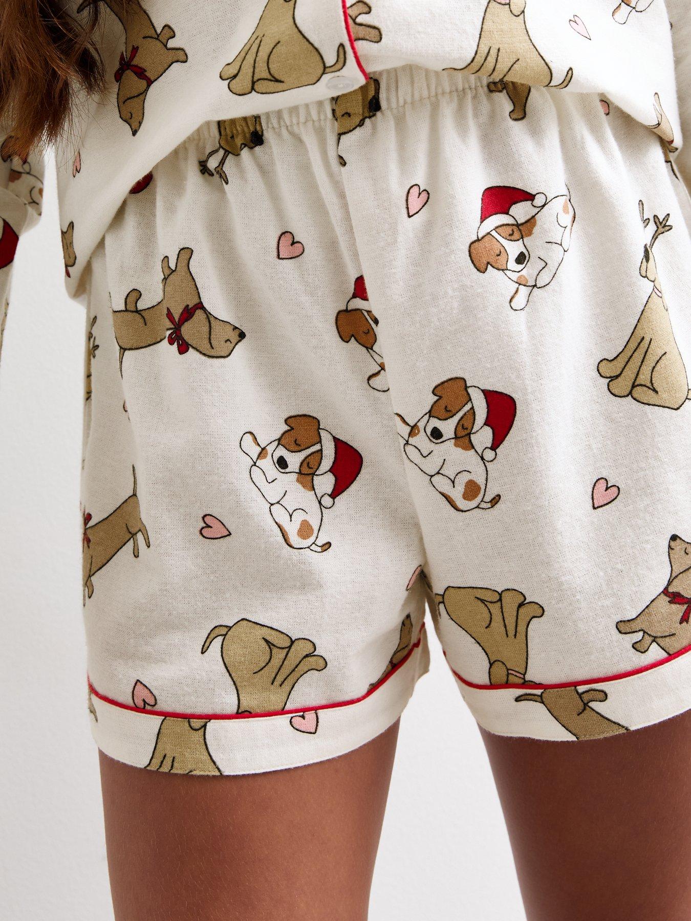 new-look-915-girls-white-christmas-dogs-short-pyjama-setdetail