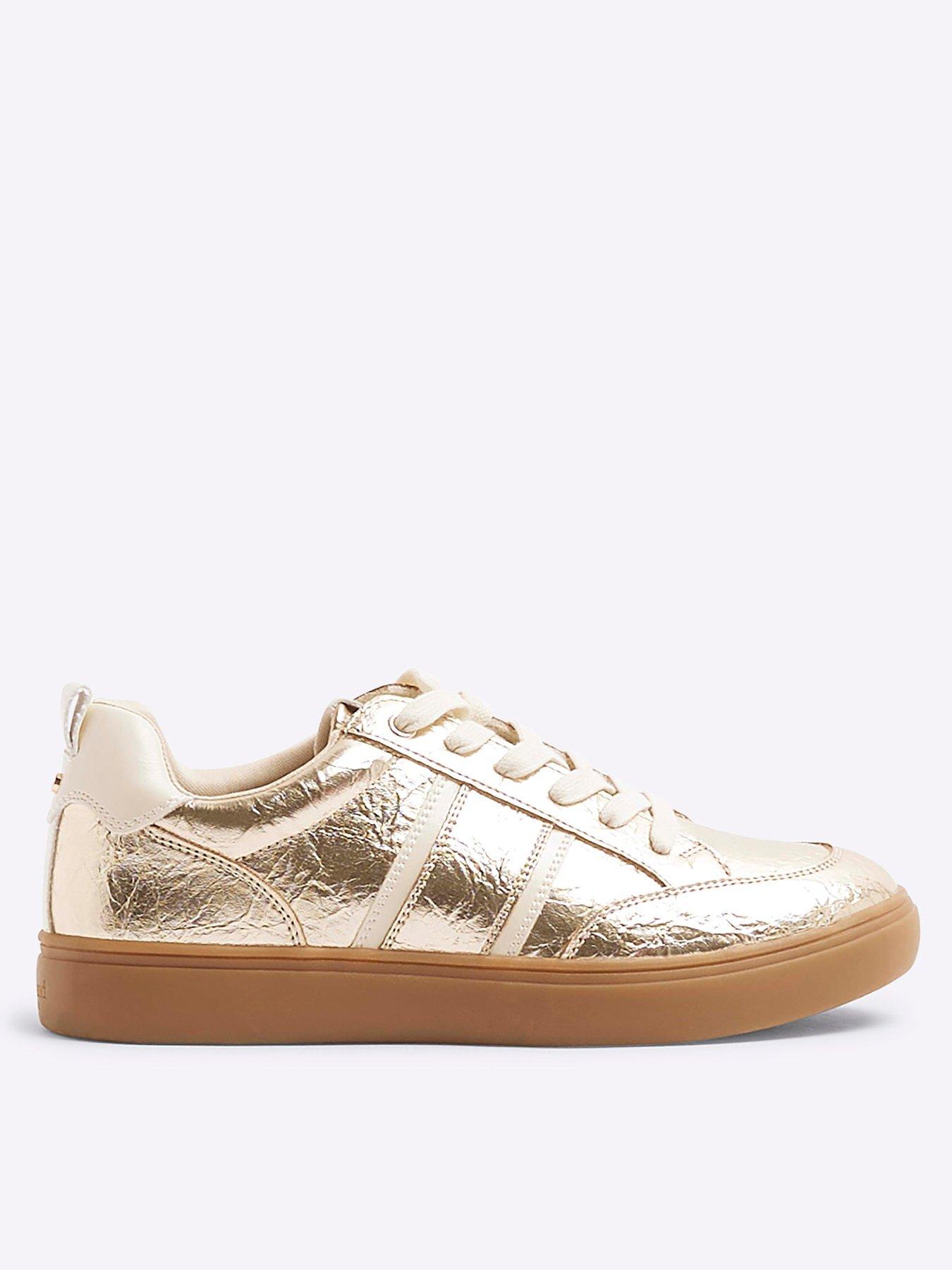 river-island-lace-up-gumsole-trainer-gold