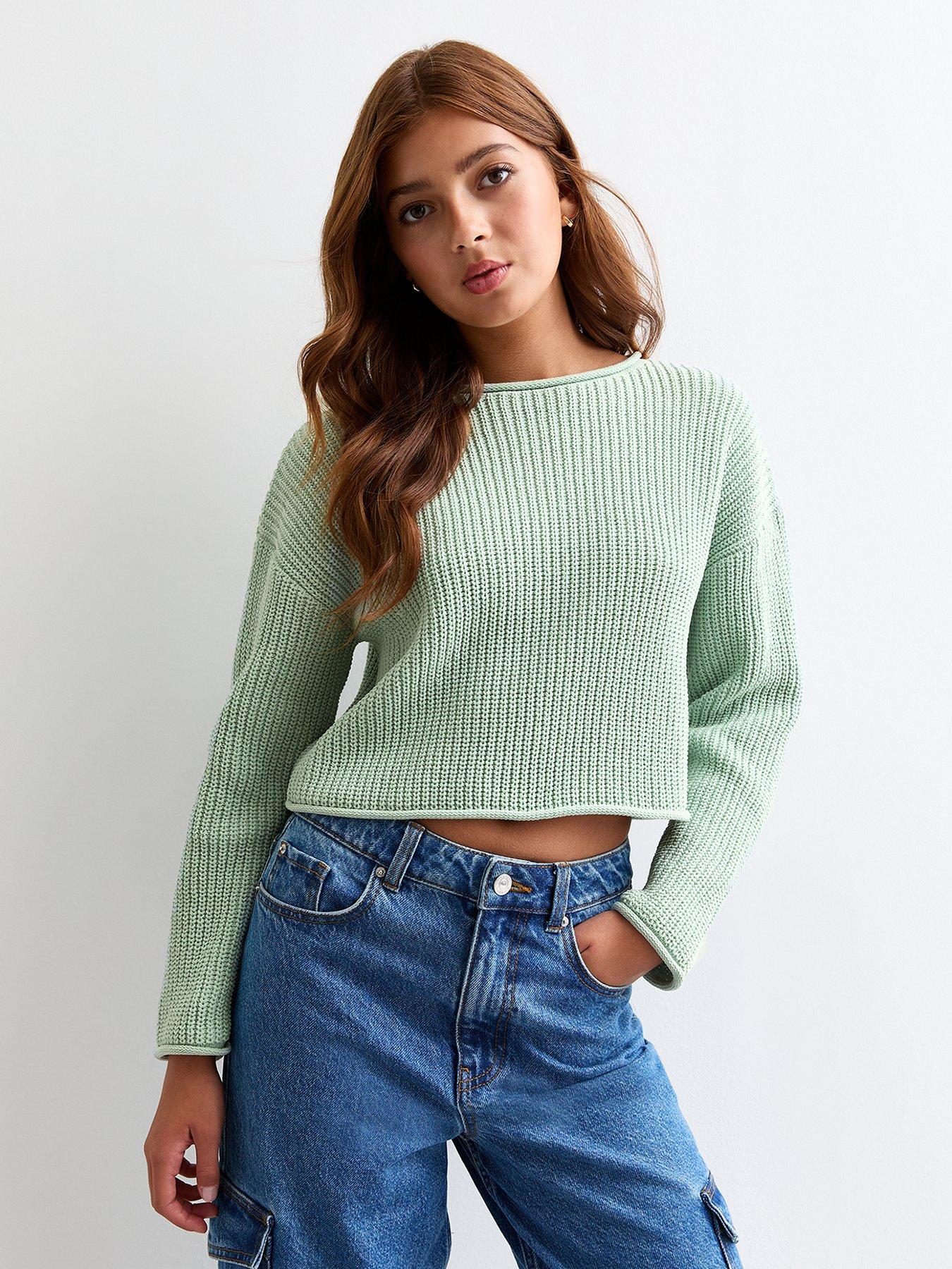 new-look-915-girls-green-chunky-knit-jumper