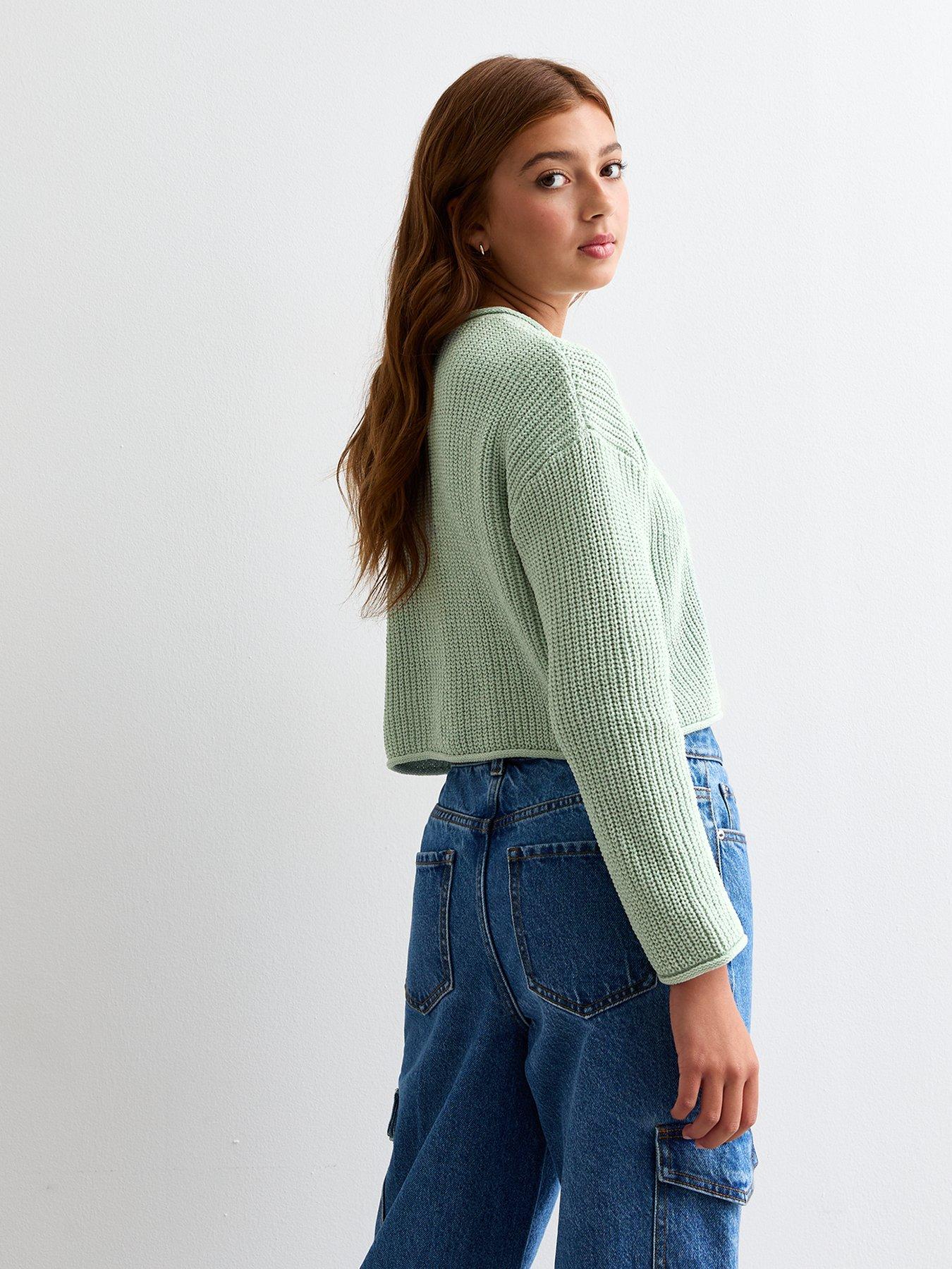 new-look-915-girls-green-chunky-knit-jumperback