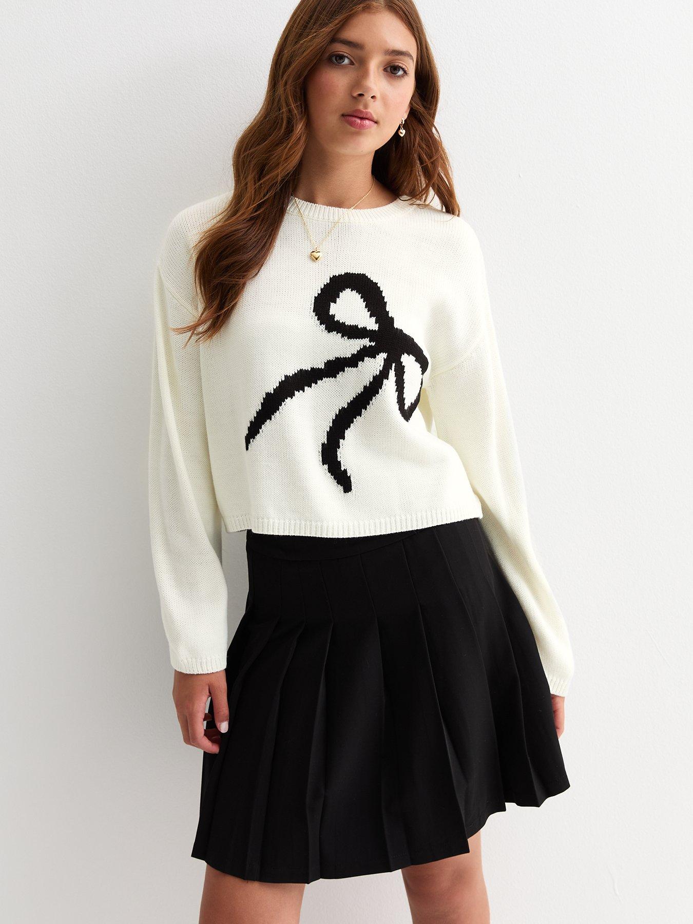 new-look-915-girls-white-bow-intarsia-knitted-crop-jumper