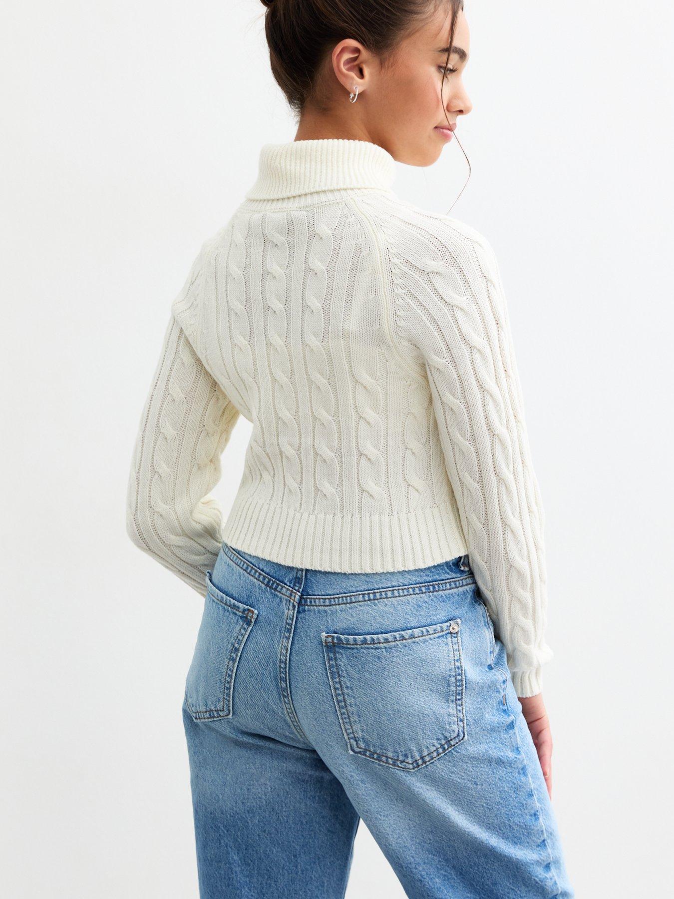 new-look-915-girls-off-white-fitted-cable-knit-roll-neck-jumperback