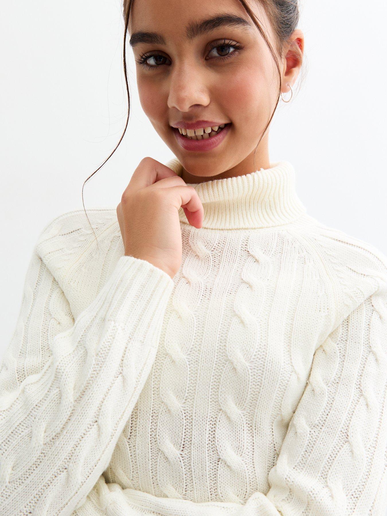 new-look-915-girls-off-white-fitted-cable-knit-roll-neck-jumperoutfit