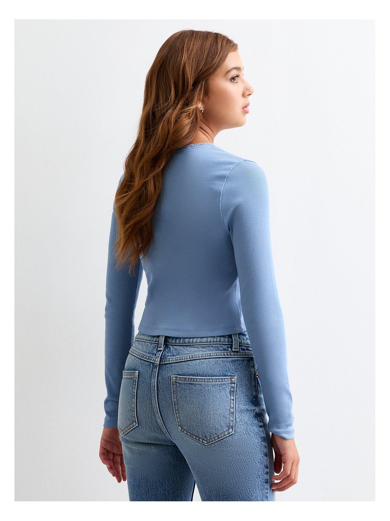 new-look-915-girls-blue-lace-trim-ribbed-jersey-topback