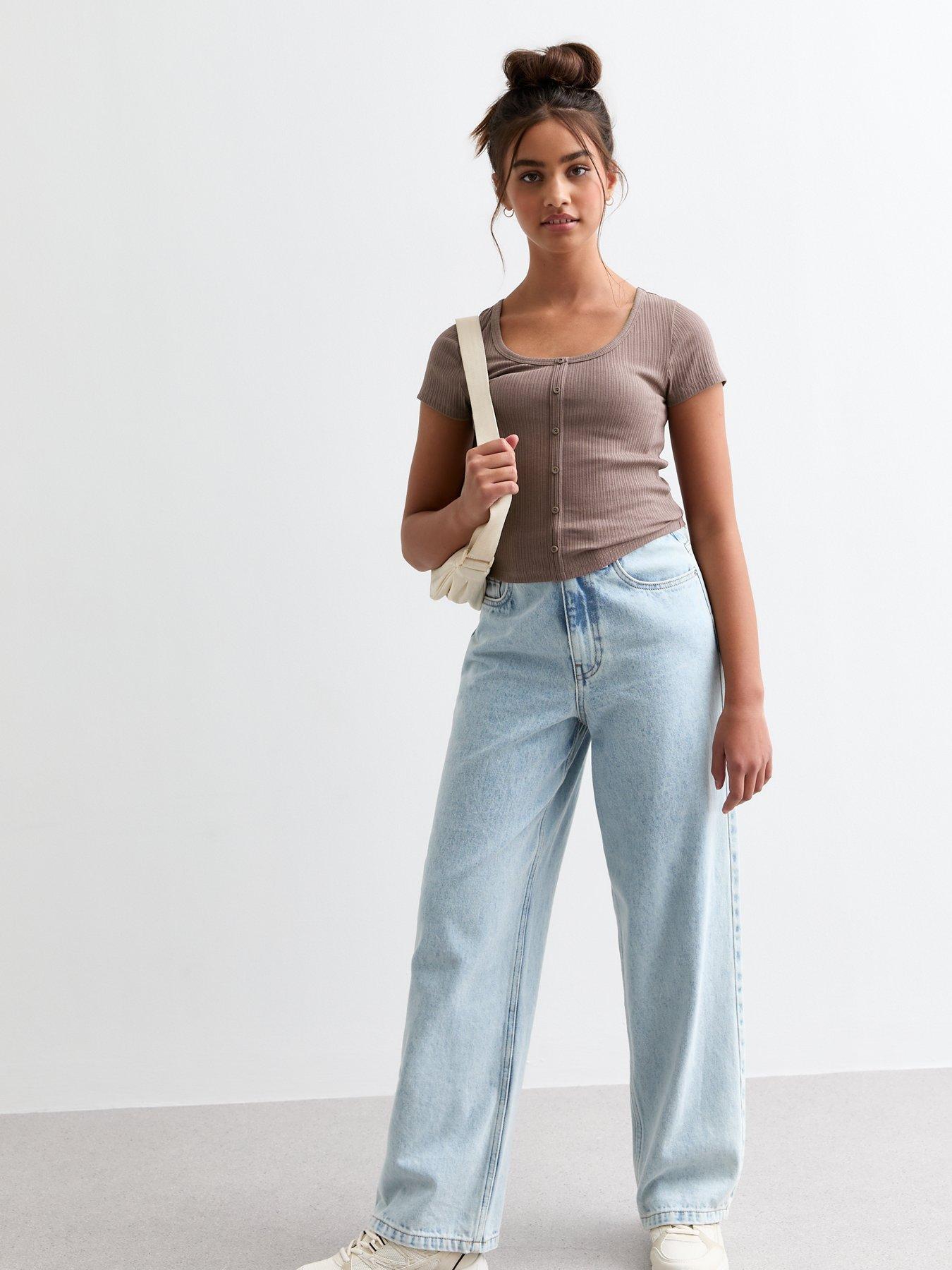 new-look-915-girls-mink-ribbed-scoop-neck-button-front-topstillFront