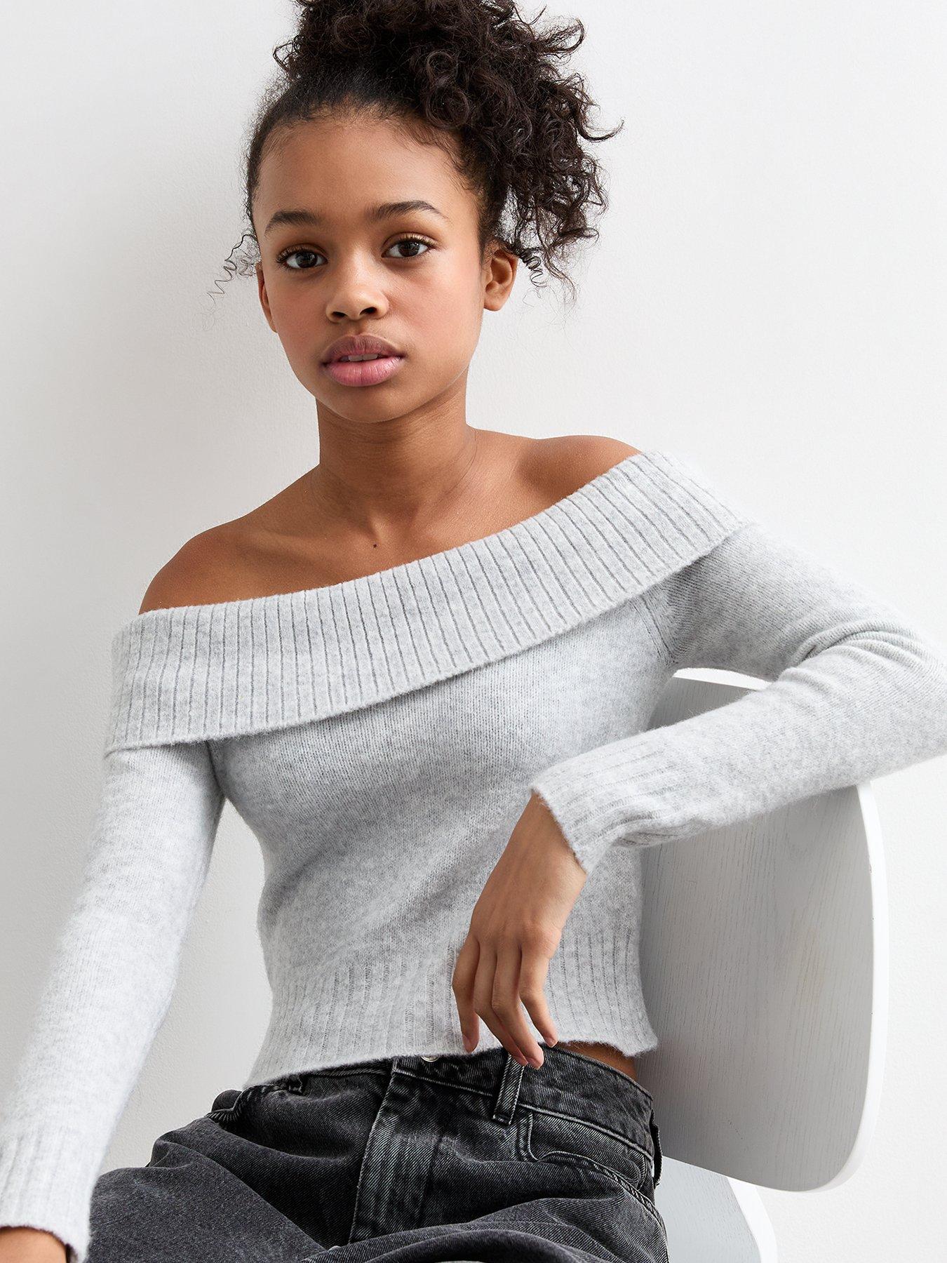 new-look-915-girls-grey-knit-bardot-jumper