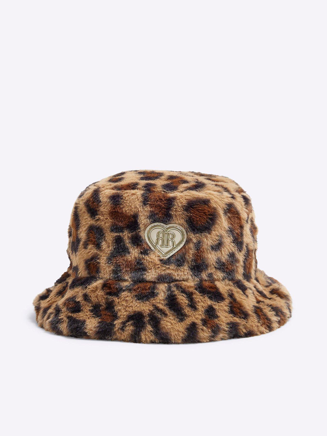 river-island-girls-leopard-print-faux-fur-bucket-hat-beige