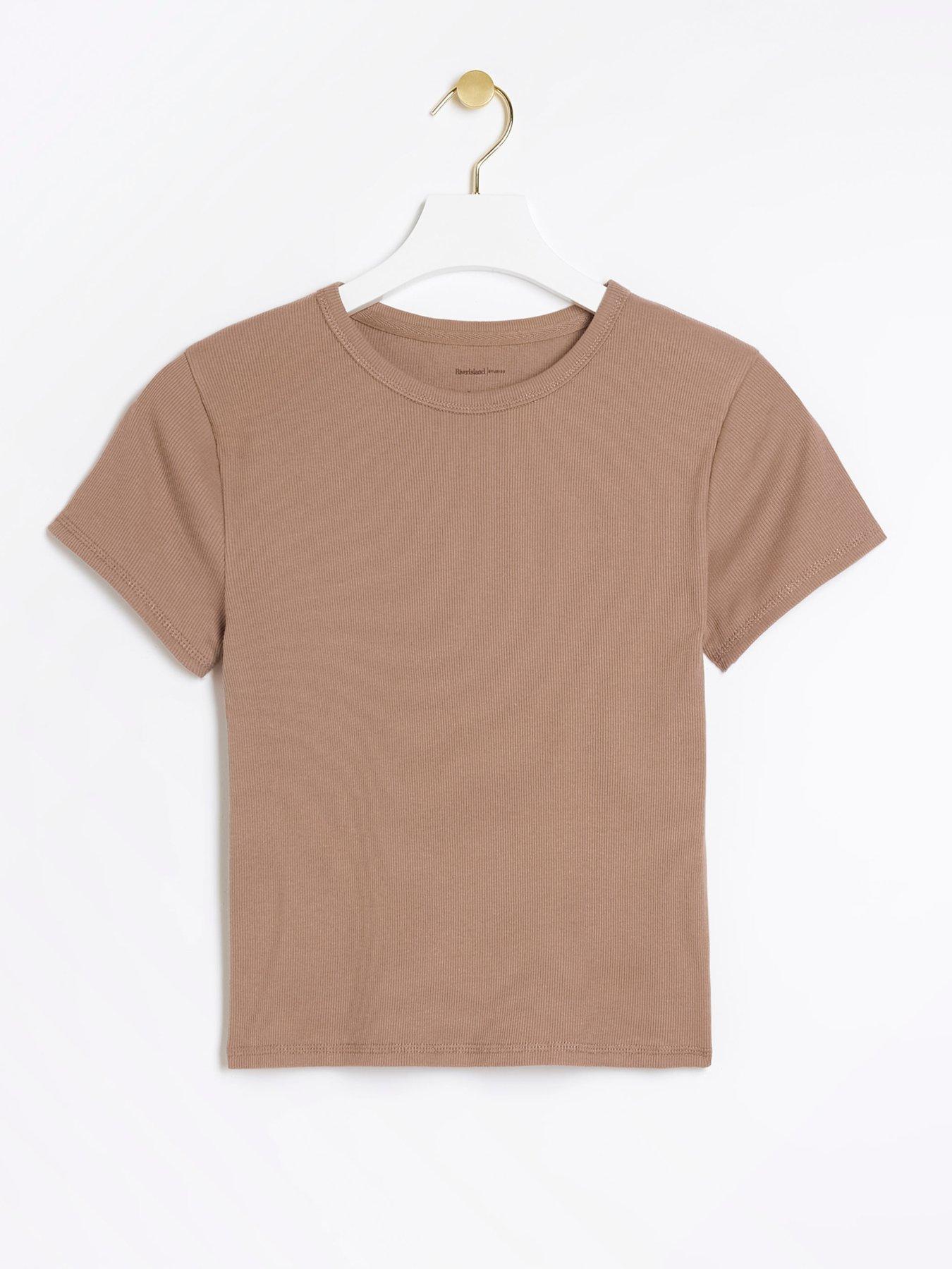 Image 5 of 6 of River Island Ribbed Baby Tee - Light Brown