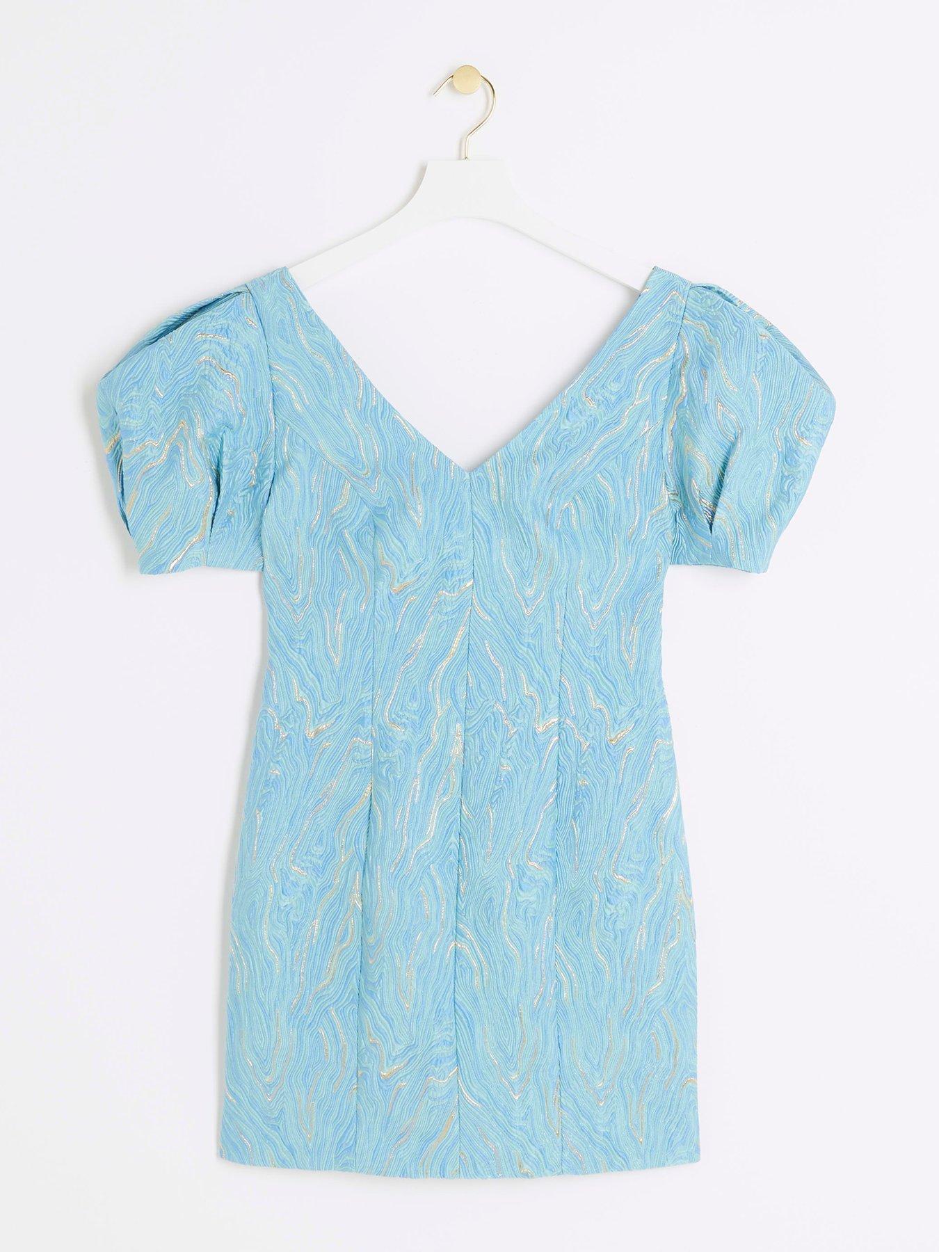 Image 5 of 6 of River Island V-Neck Mini Dress - Blue