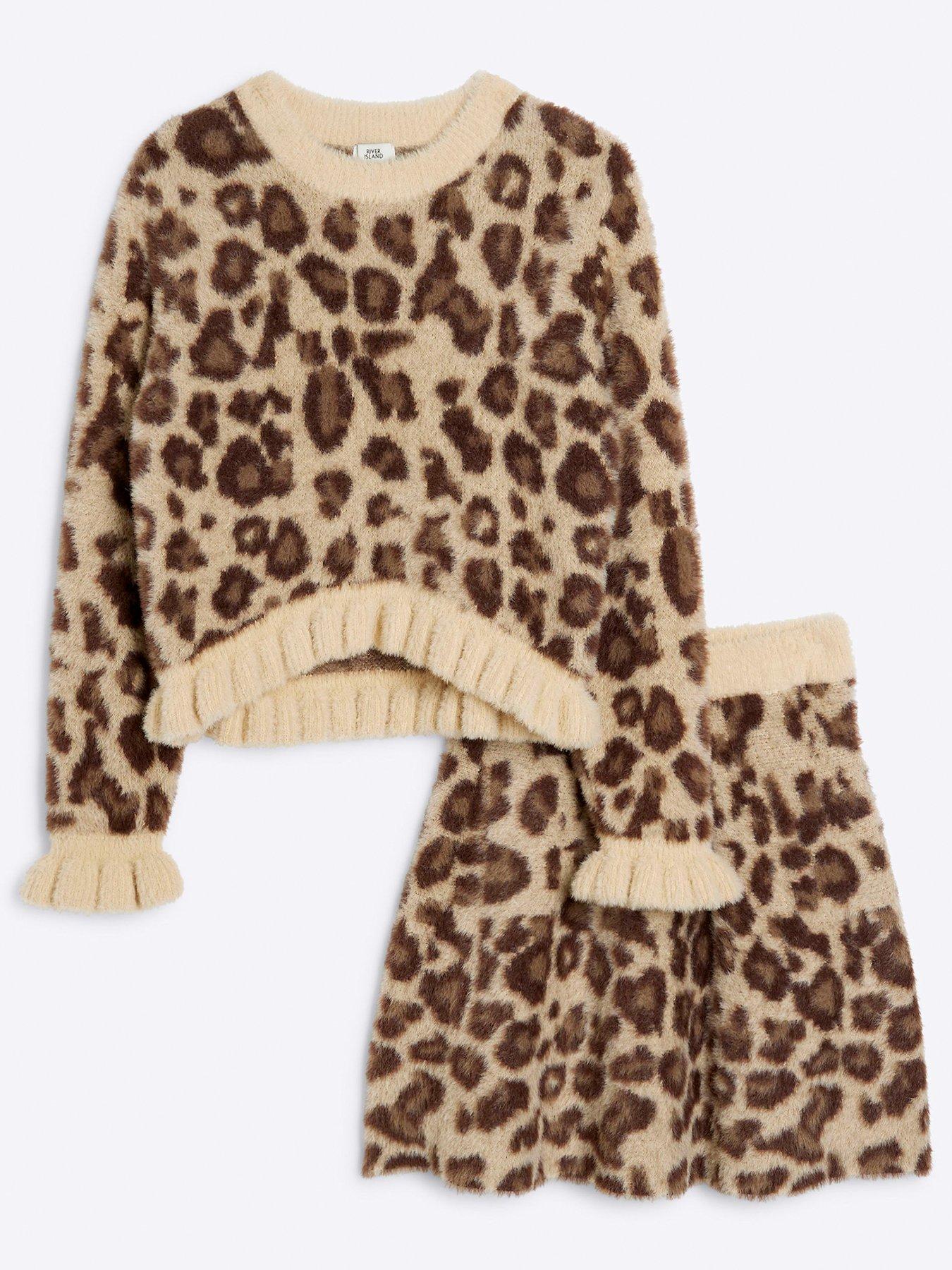 river-island-leopard-jumper-and-skirt-set-brown