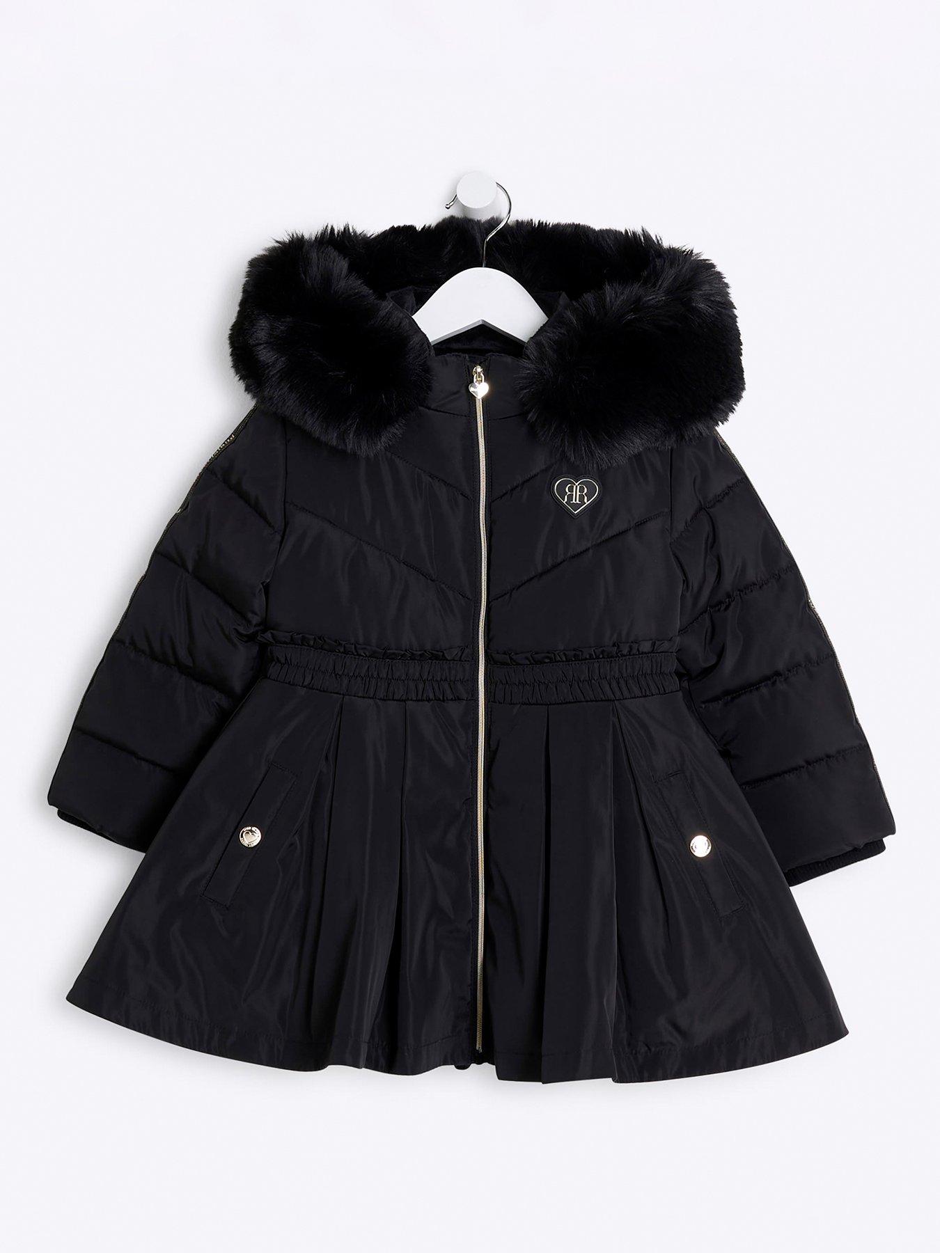 river-island-mini-mini-girl-pleated-skirt-padded-coat-black