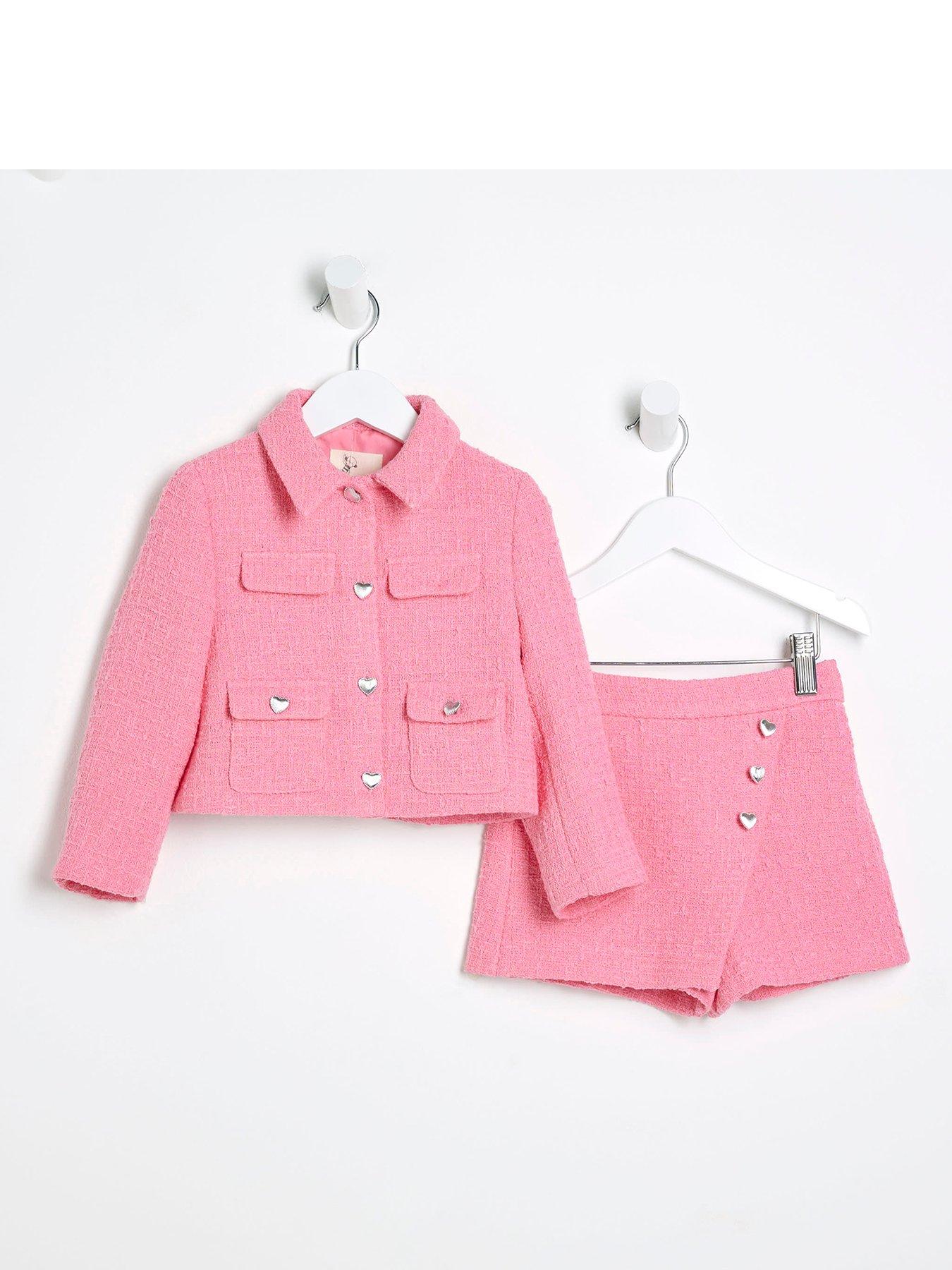 river-island-mini-mini-girls-boucle-blazer-and-skirt-set-pink