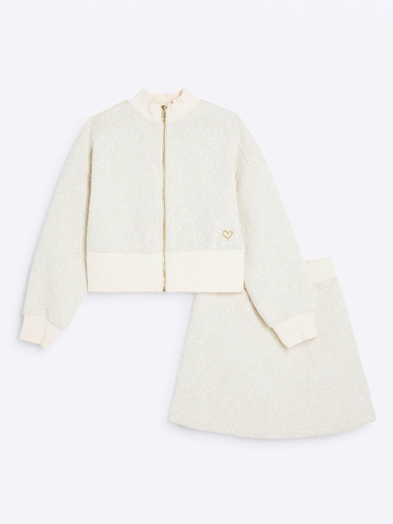 river-island-older-girl-jacquard-bomber-and-skirt-set-cream