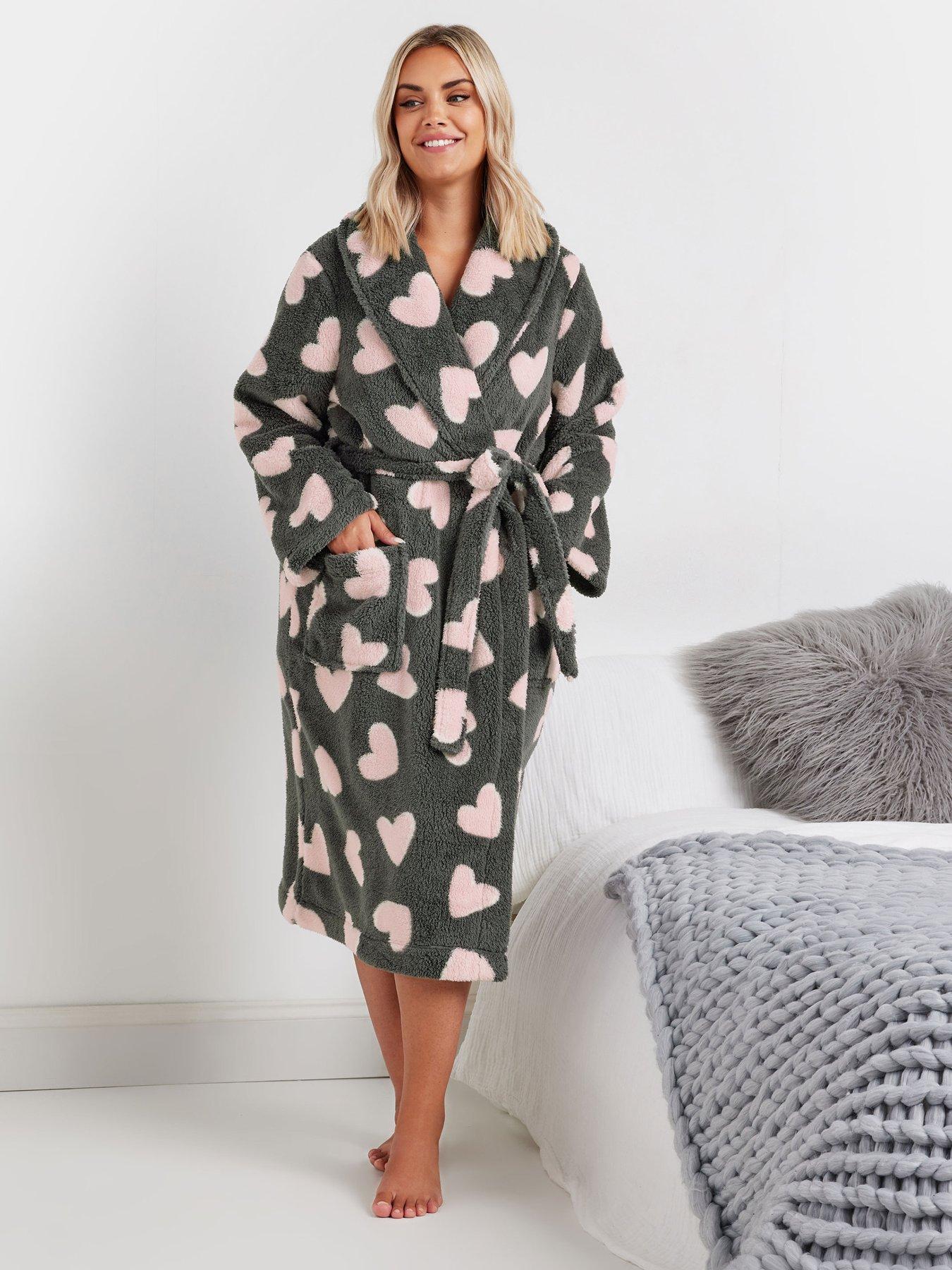 yours-curve-fluffy-heart-shawl-collar-robe-grey