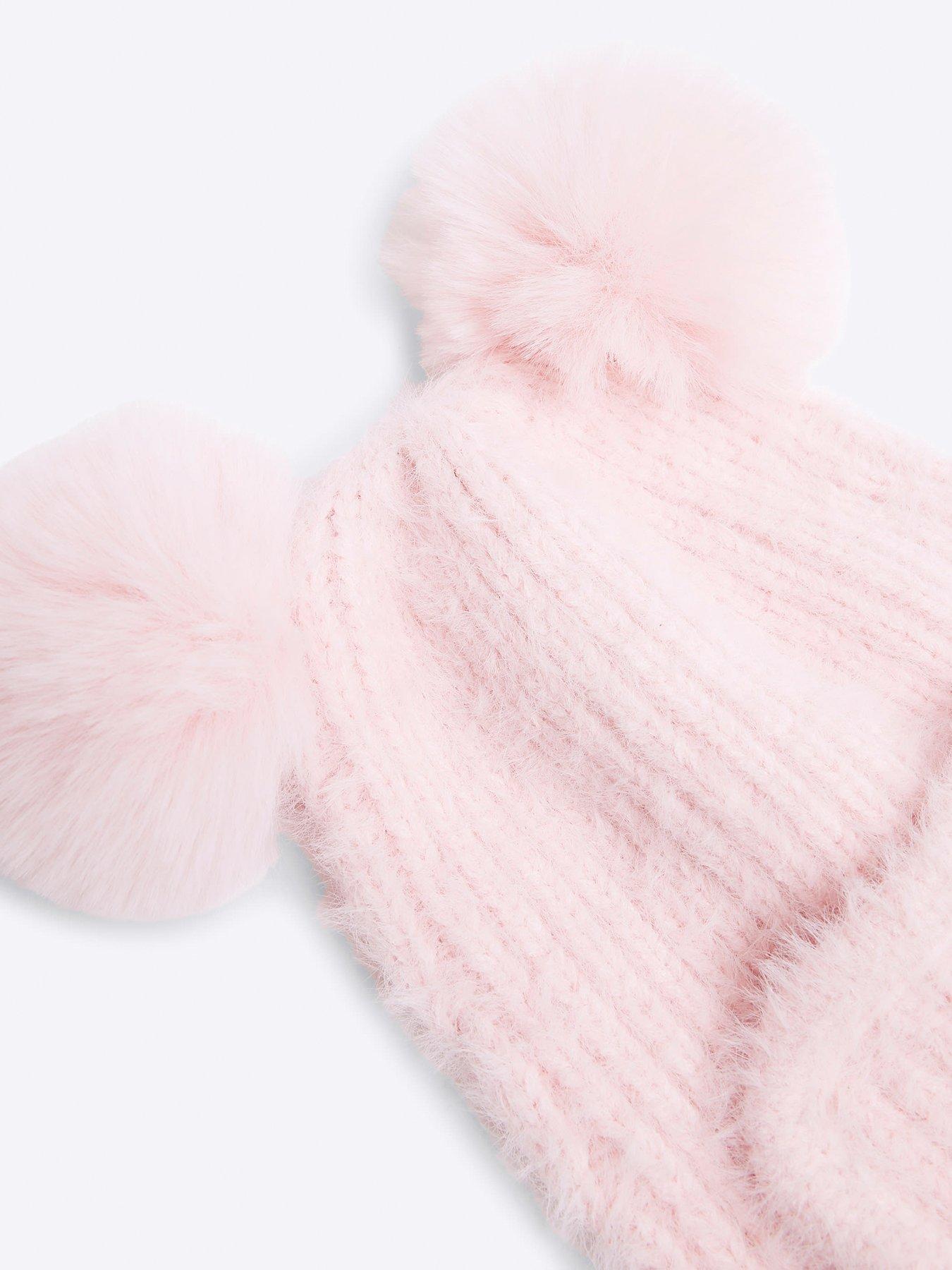 Image 2 of 3 of River Island Hat And Mittens Set - Pink