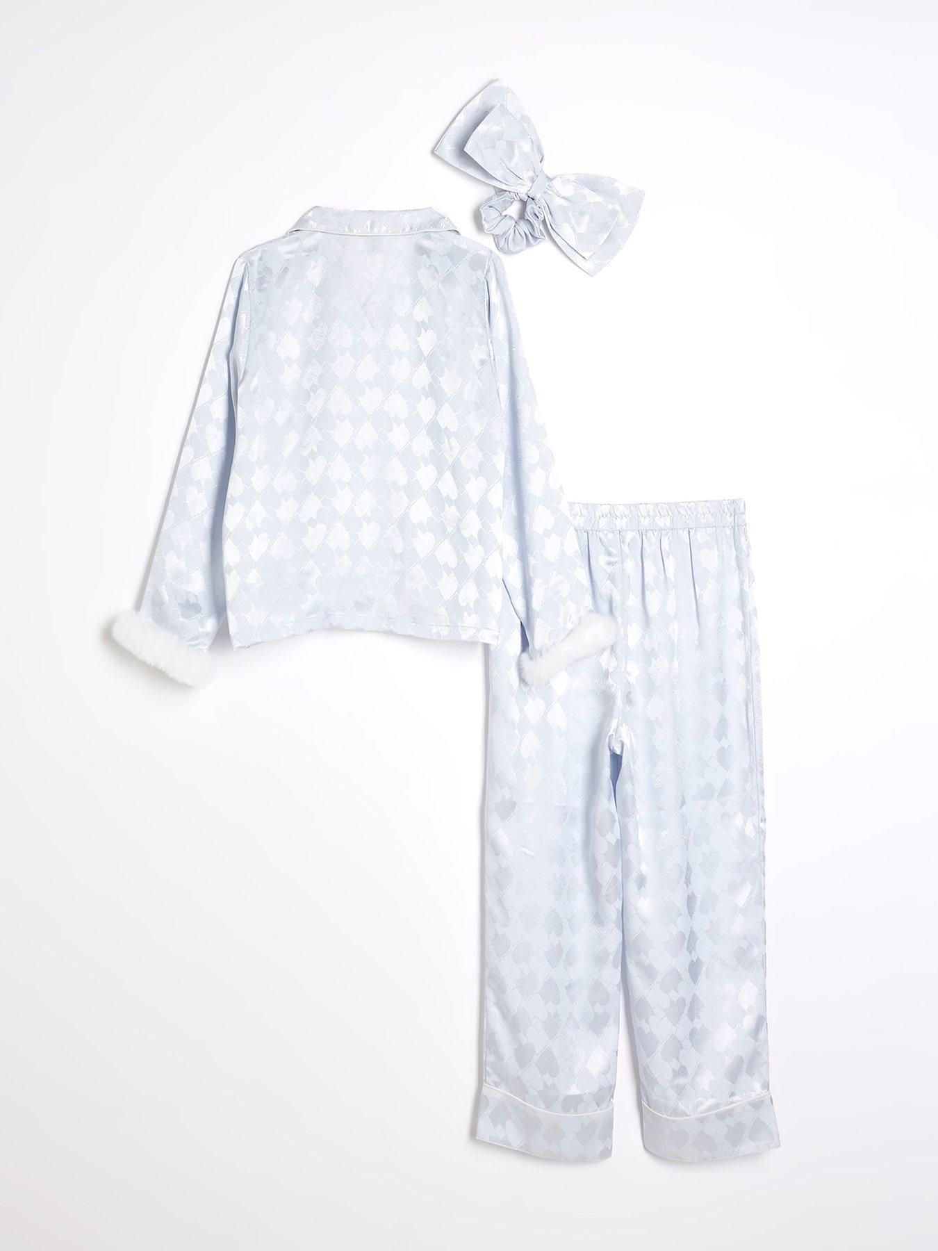 river-island-girls-satin-faux-fur-cuff-pyjamas-set-blueback