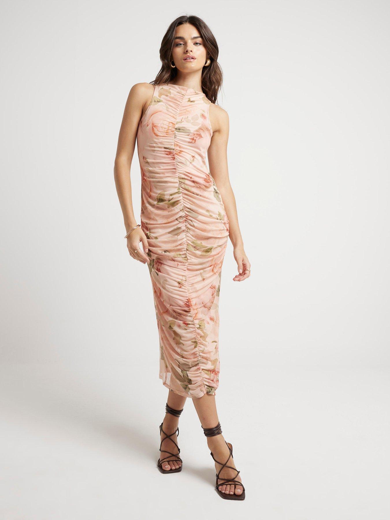 river-island-ruched-front-mesh-midi-dress-light-beigefront