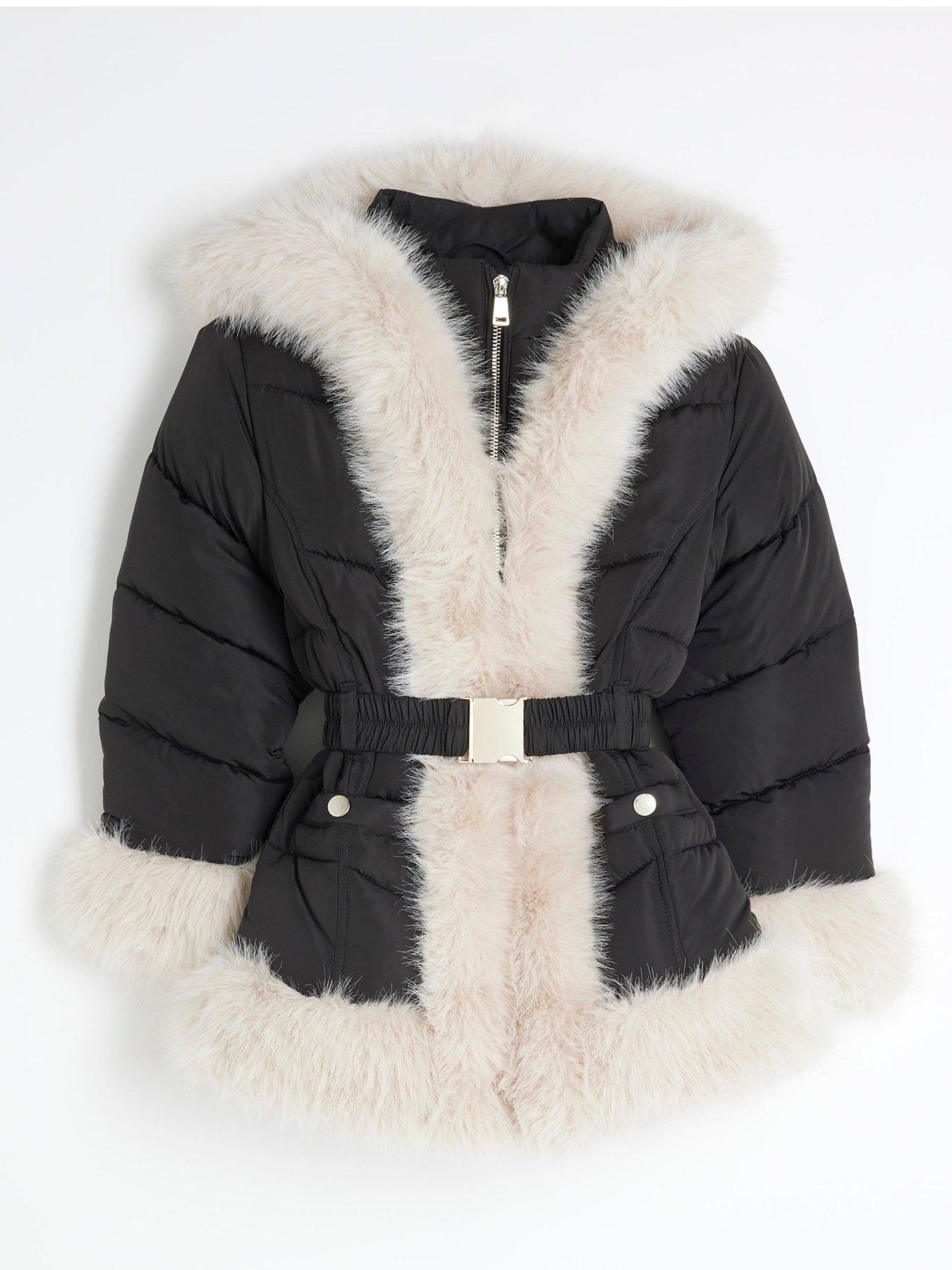 river-island-girls-faux-fur-belted-snow-coat-blackfront