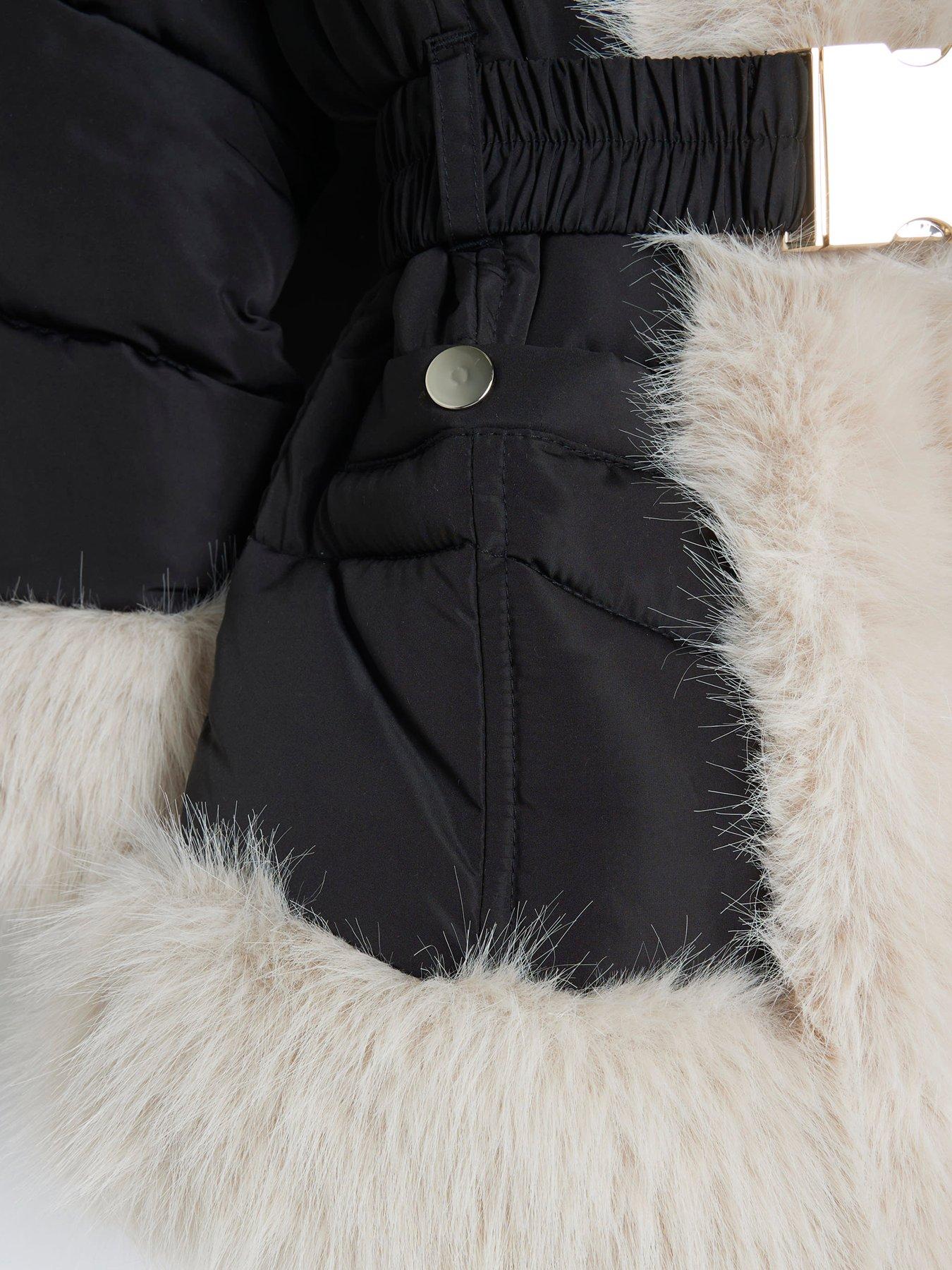 river-island-girls-faux-fur-belted-snow-coat-blackdetail