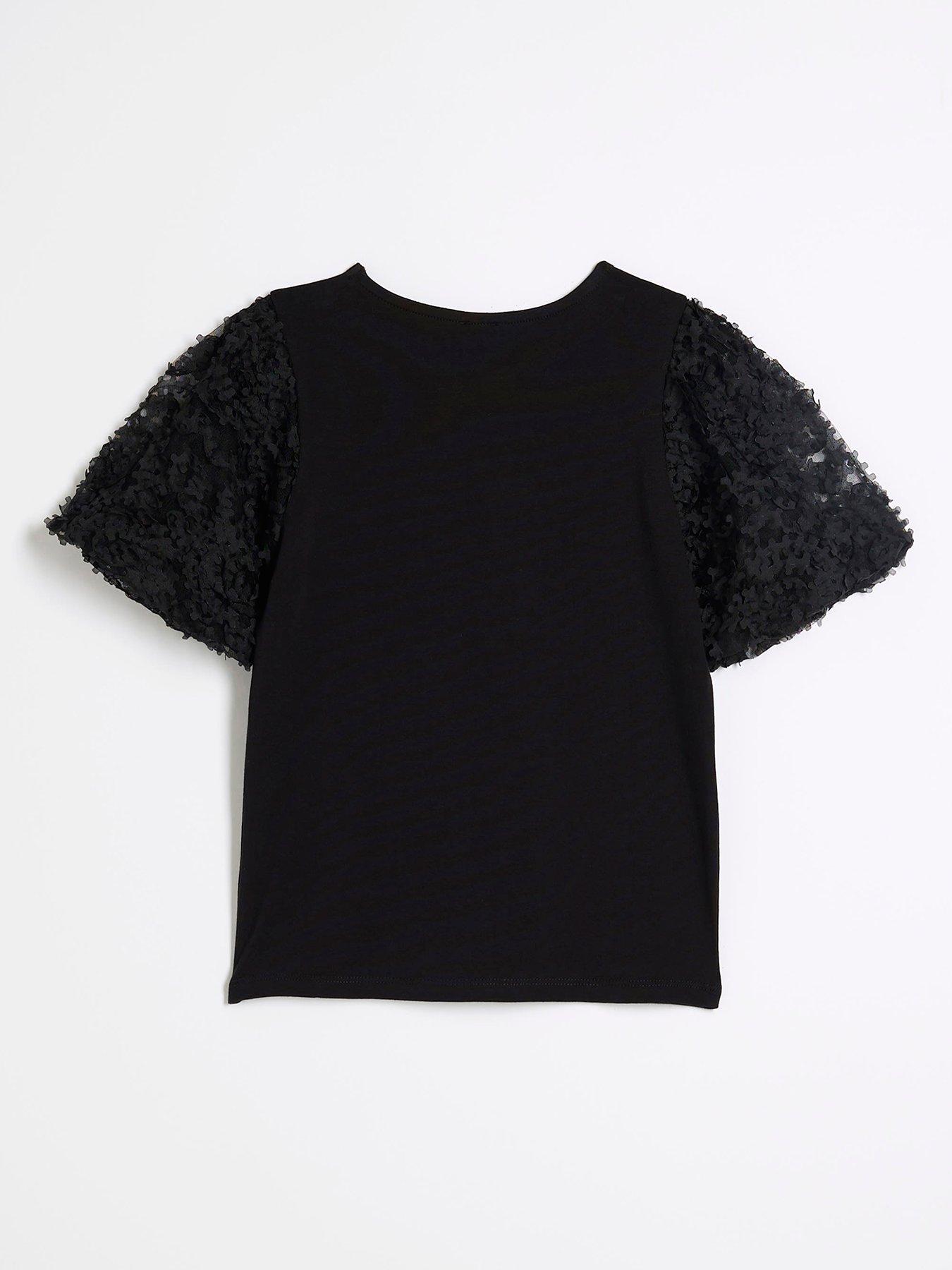 river-island-older-girl-floral-mesh-sleeve-t-shirt-blackback