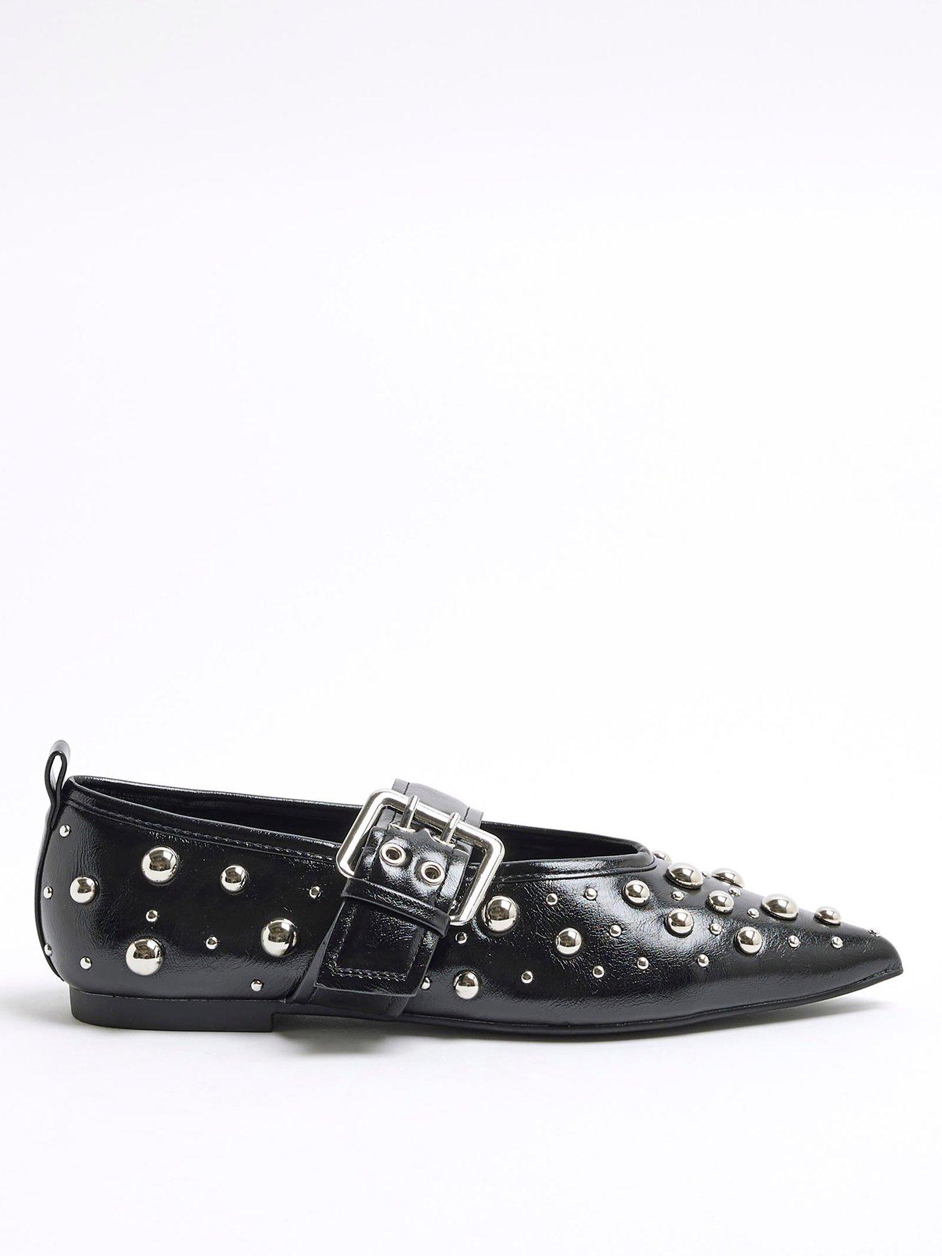 Image of River Island Studded Point Mary Jane - Black