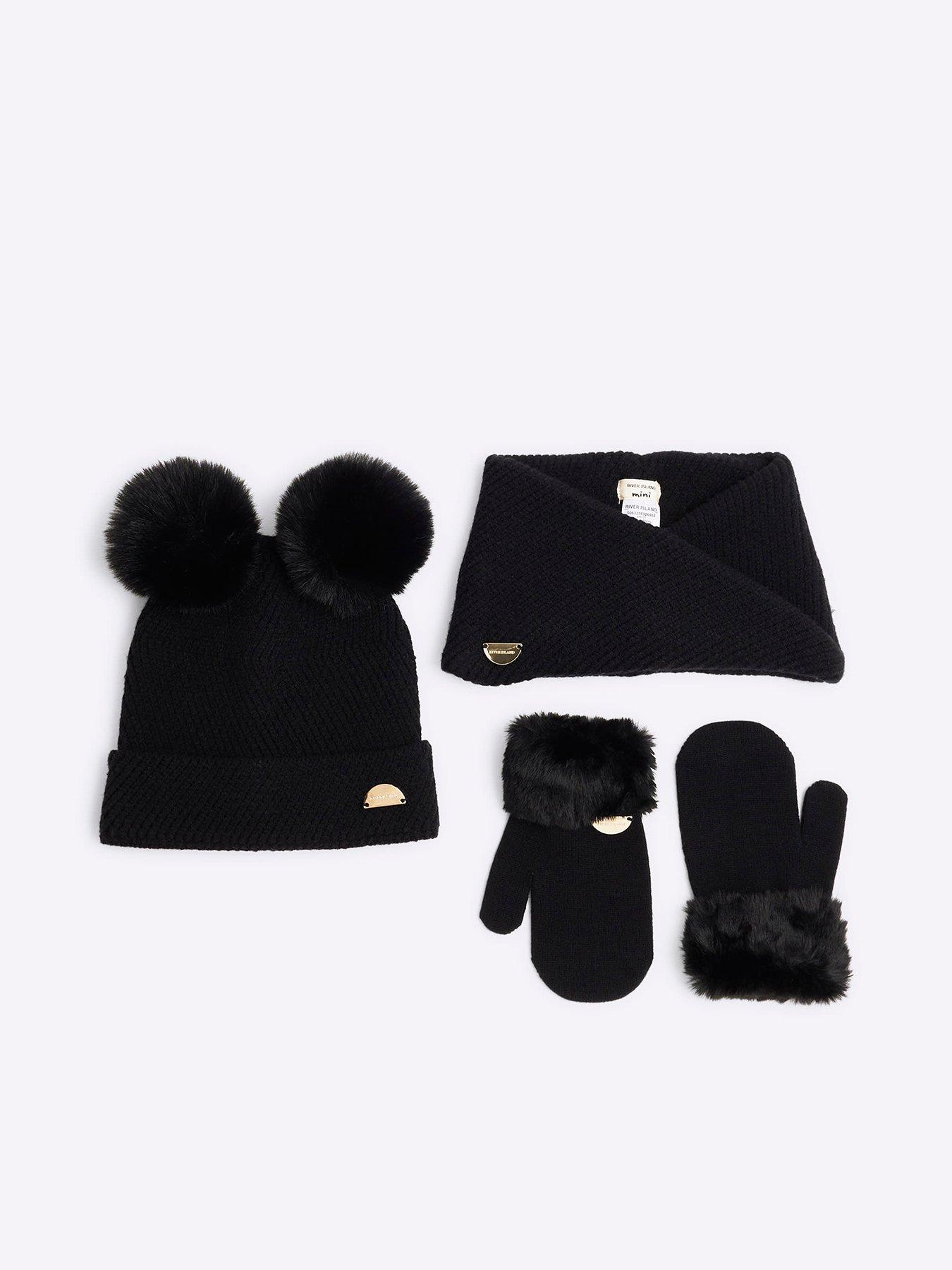 river-island-mini-mini-girl-mittens-beanie-and-snood-set-black