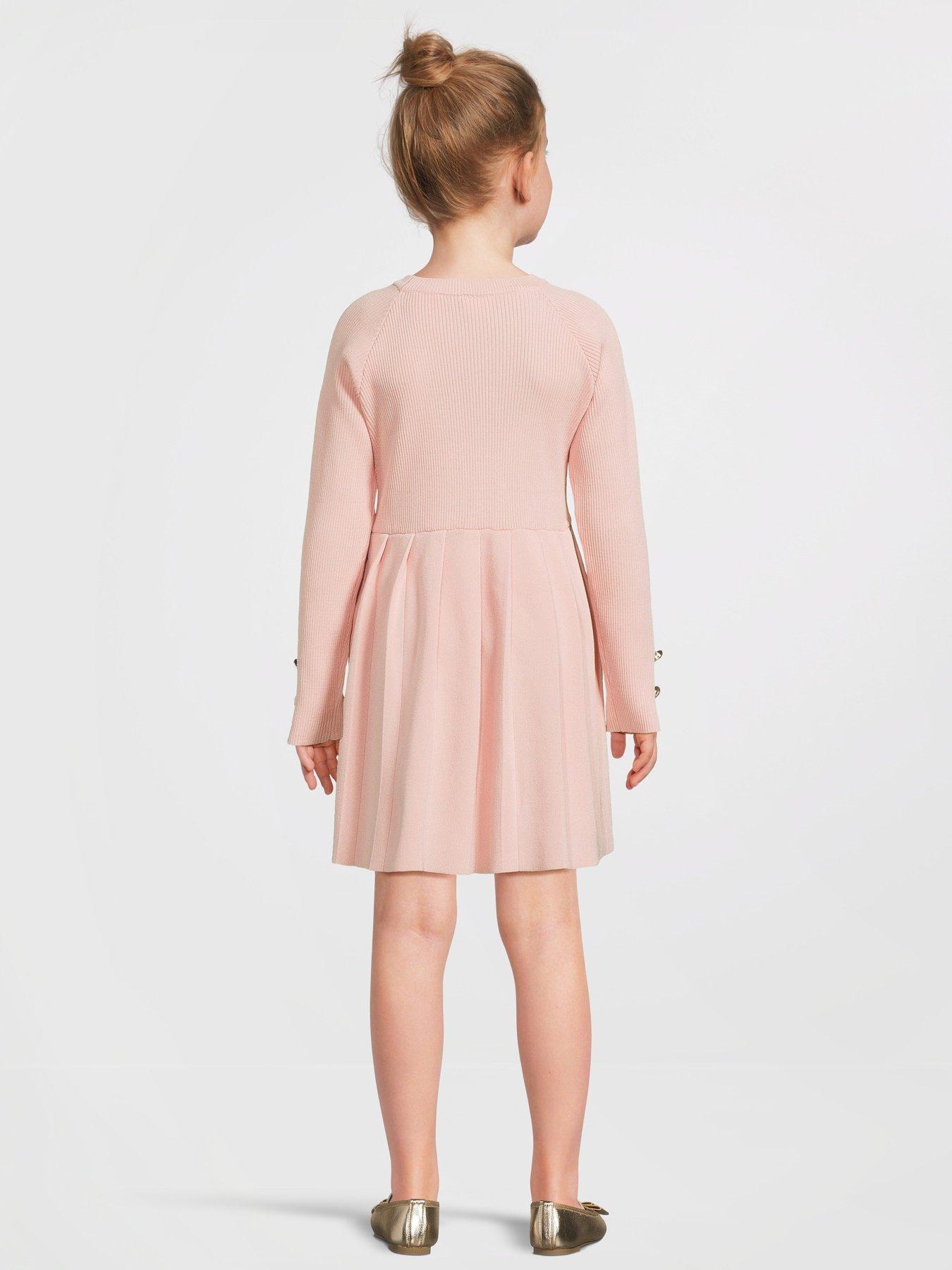 river-island-older-girl-knit-military-pleated-dress-pinkstillFront