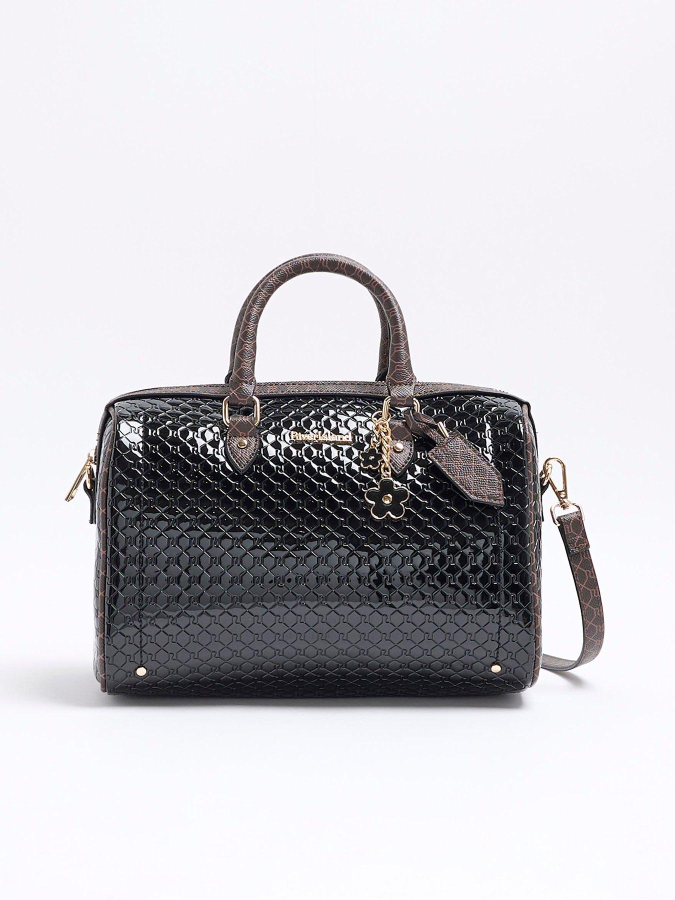 river-island-embossed-bowler-bag-black