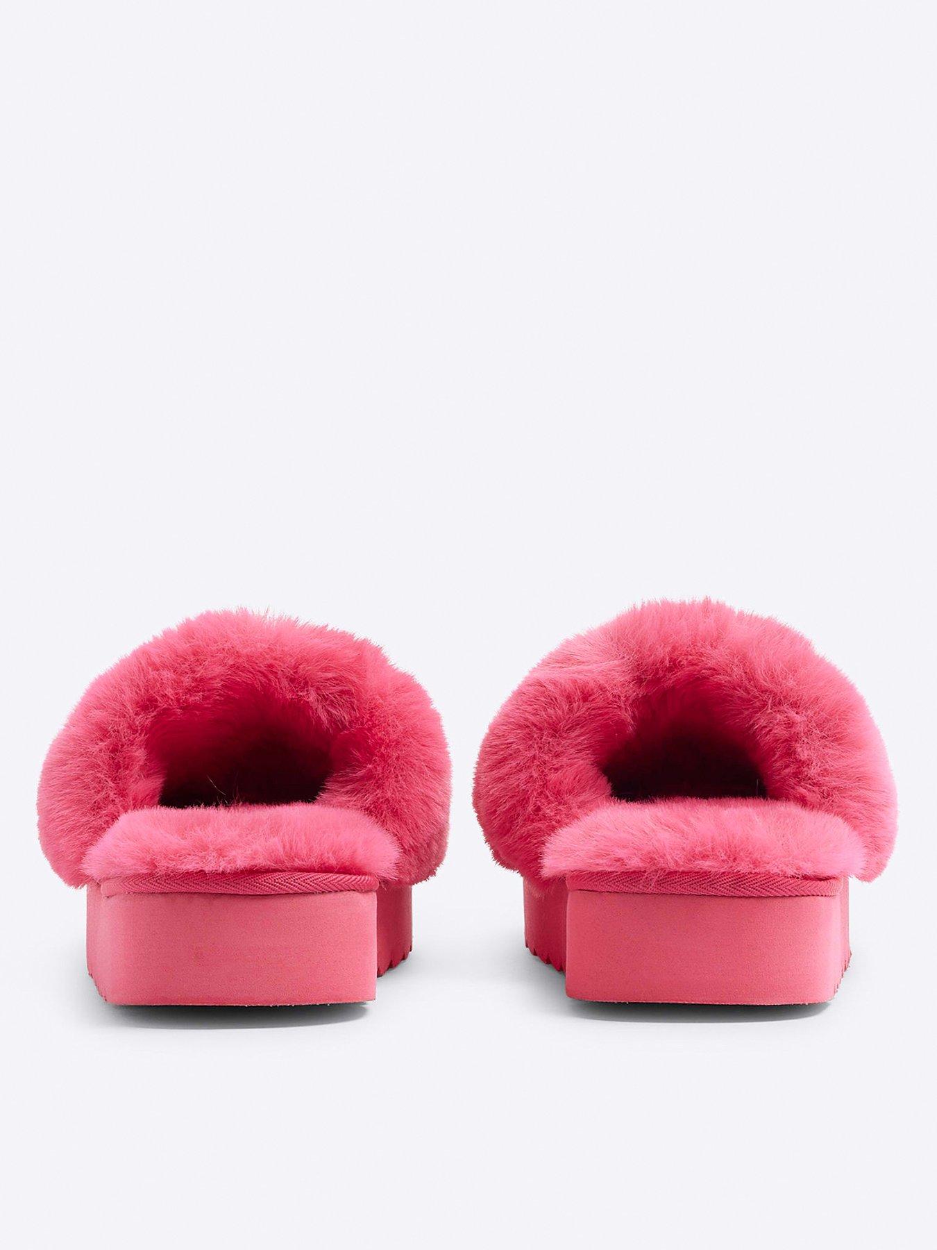Image 3 of 5 of River Island Open Toe Platform Slipper - Bright Pink
