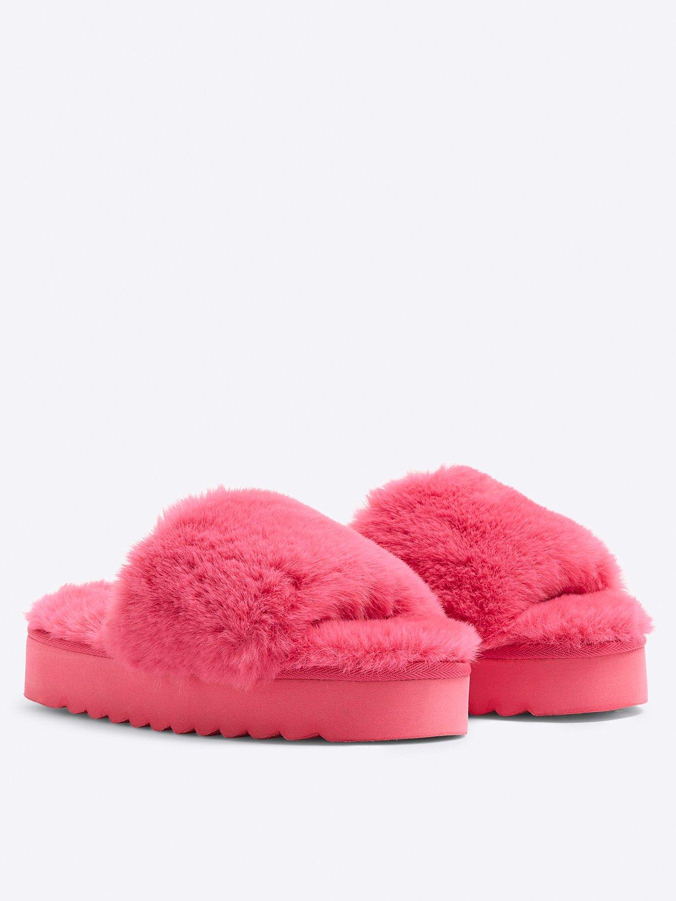 Image 4 of 5 of River Island Open Toe Platform Slipper - Bright Pink