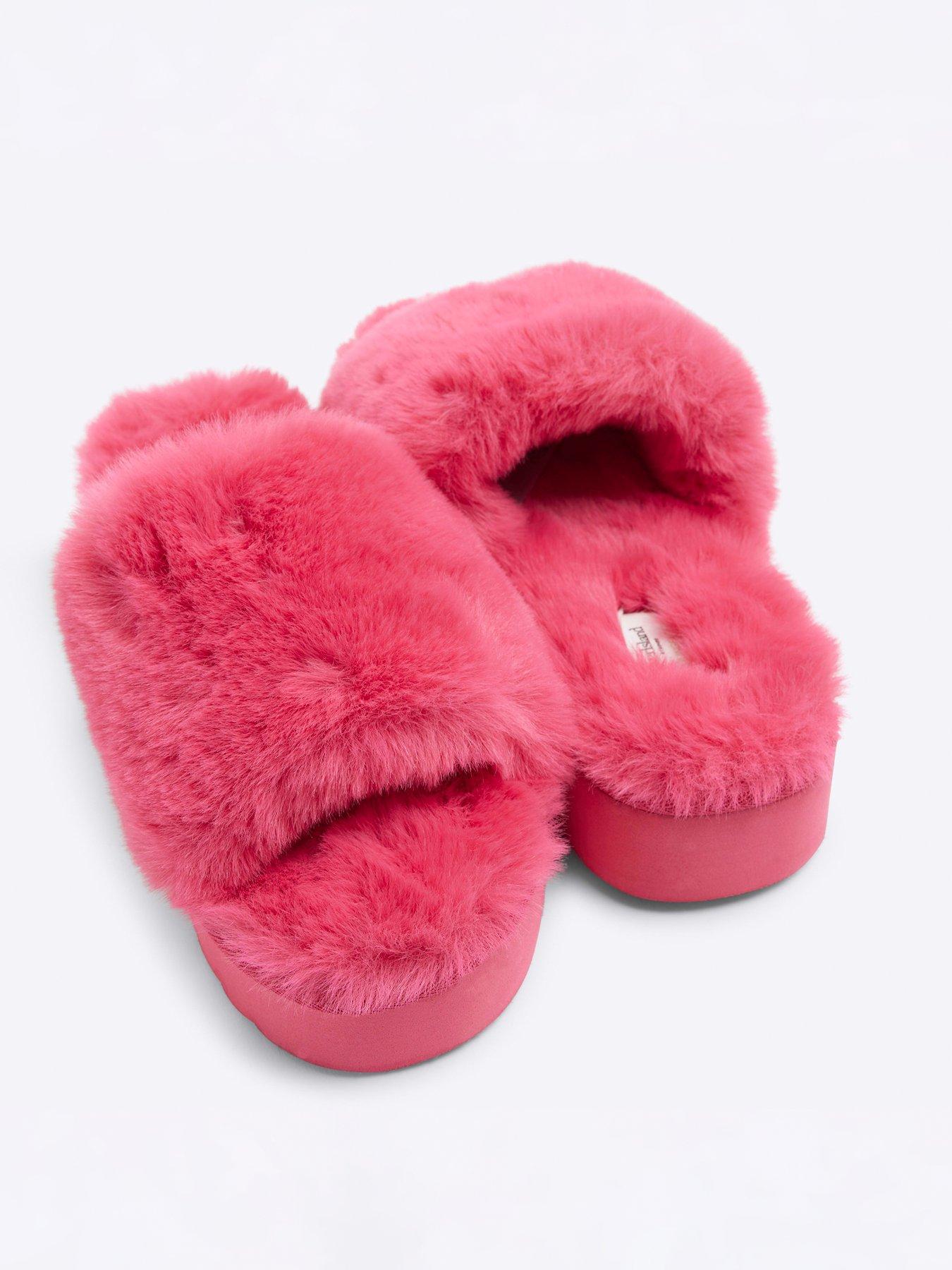 Image 5 of 5 of River Island Open Toe Platform Slipper - Bright Pink