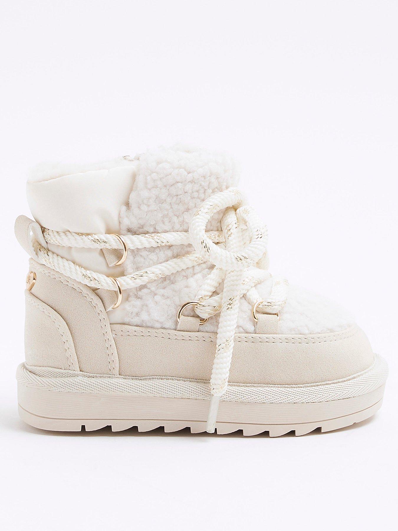 Image 1 of 5 of River Island Mini Girls Hiker Boots - Cream