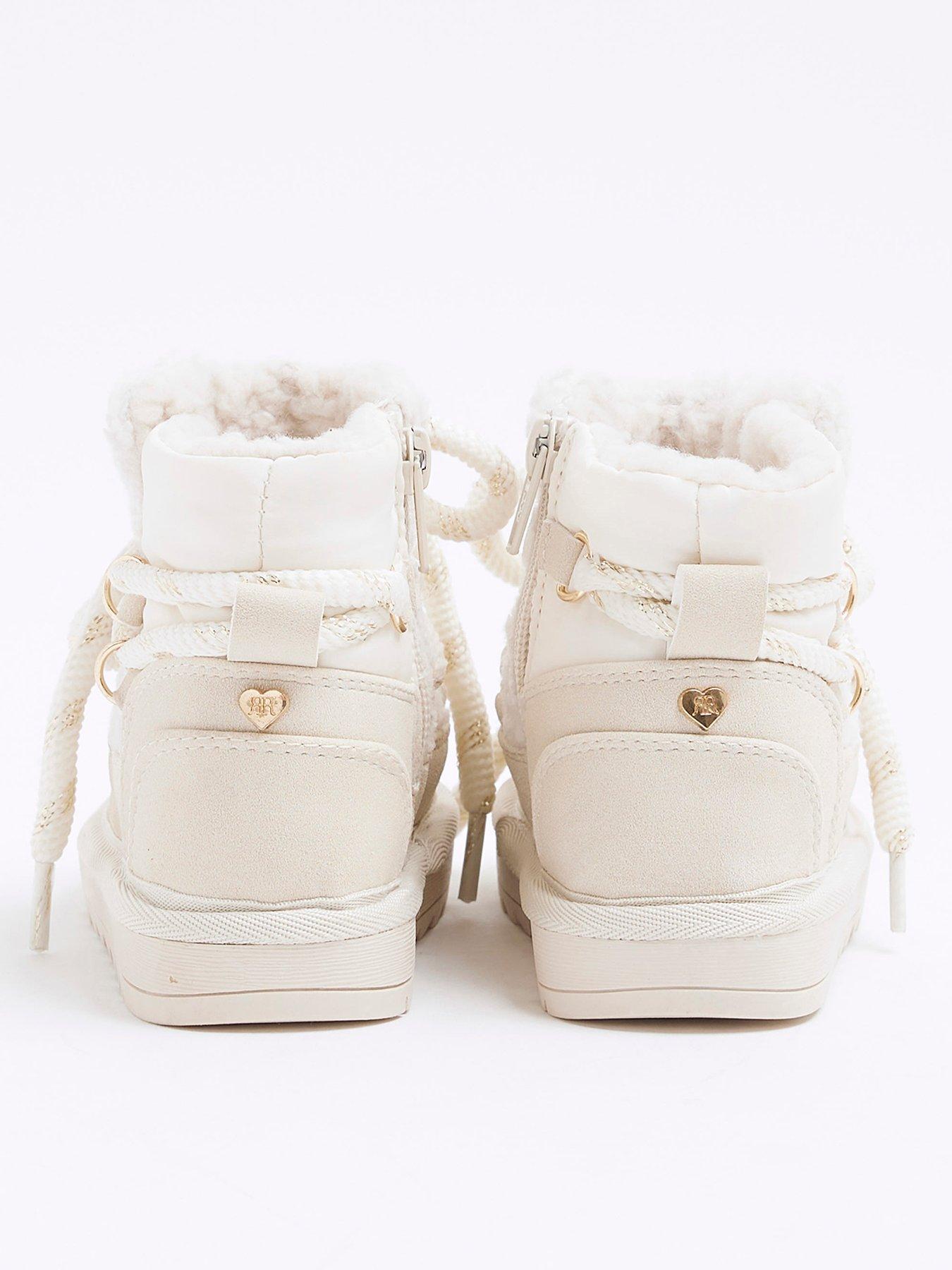 Image 2 of 5 of River Island Mini Girls Hiker Boots - Cream