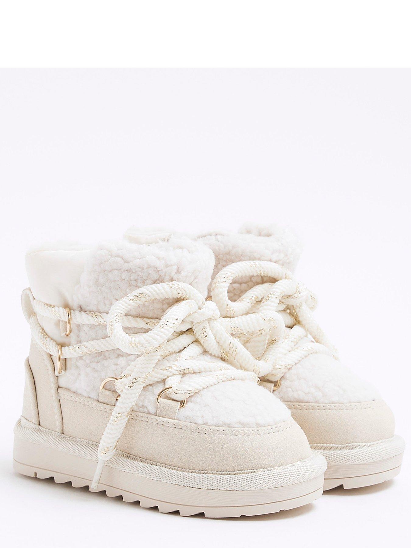 Image 3 of 5 of River Island Mini Girls Hiker Boots - Cream