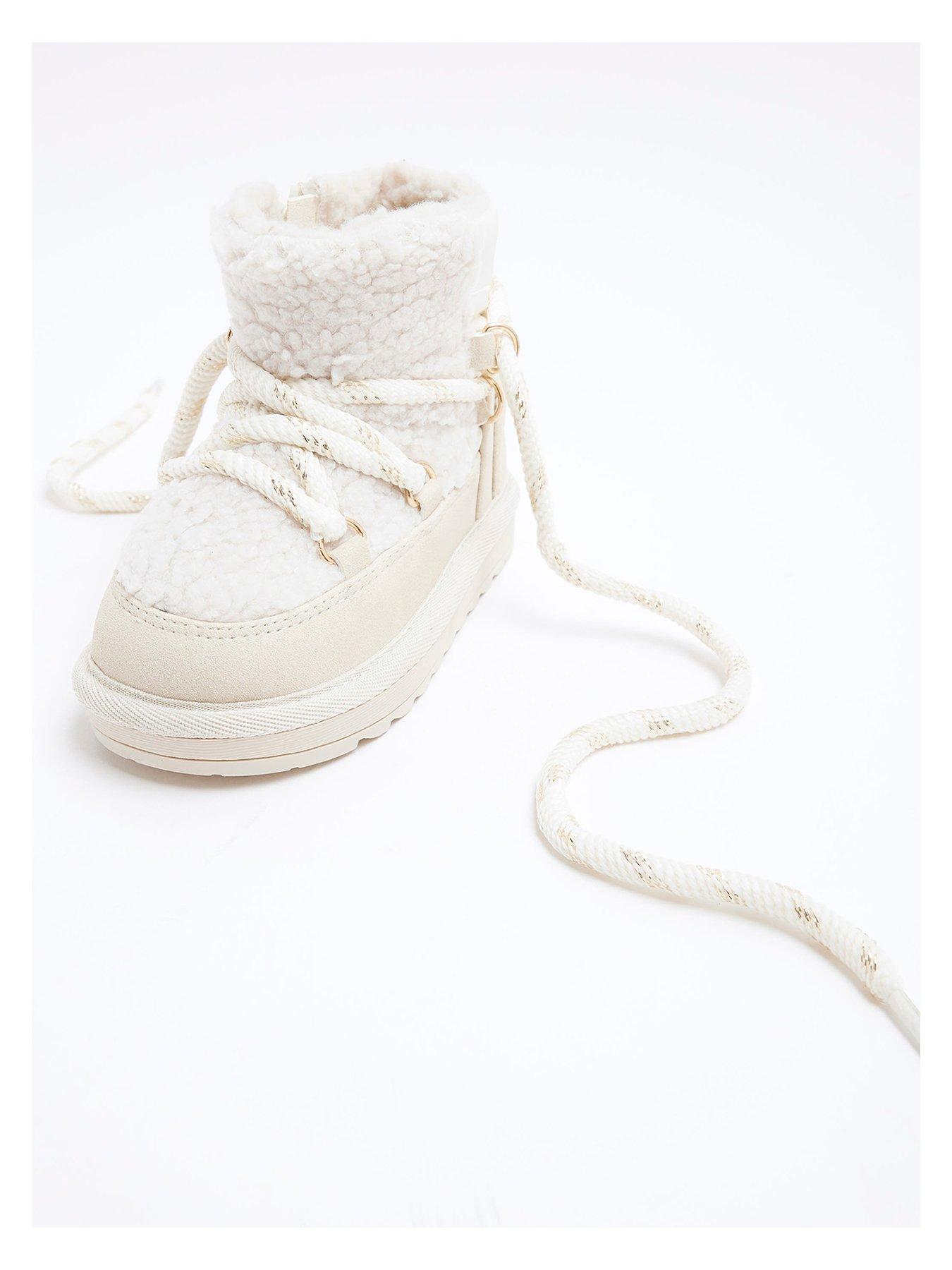 Image 4 of 5 of River Island Mini Girls Hiker Boots - Cream