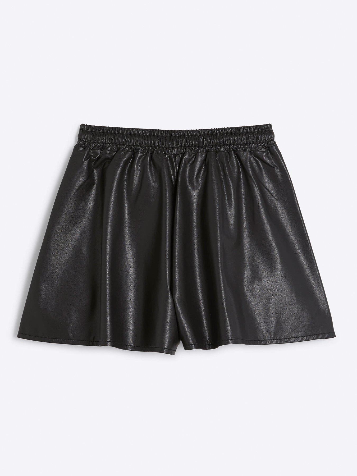 river-island-girls-faux-leather-elasticated-shorts-blackback