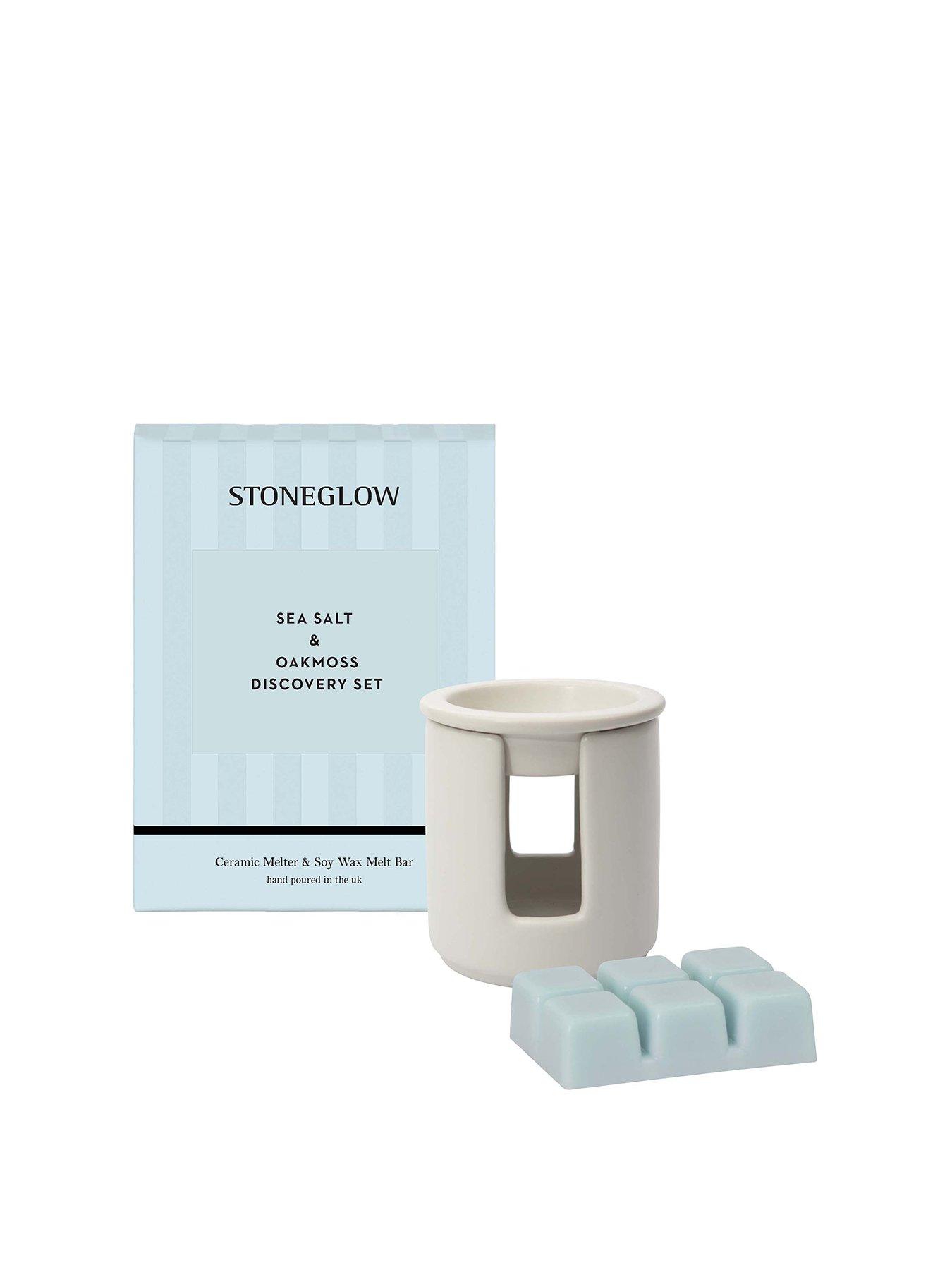 stoneglow-modern-classics-ceramic-wax-melter-set-sea-salt-oakmossstillFront