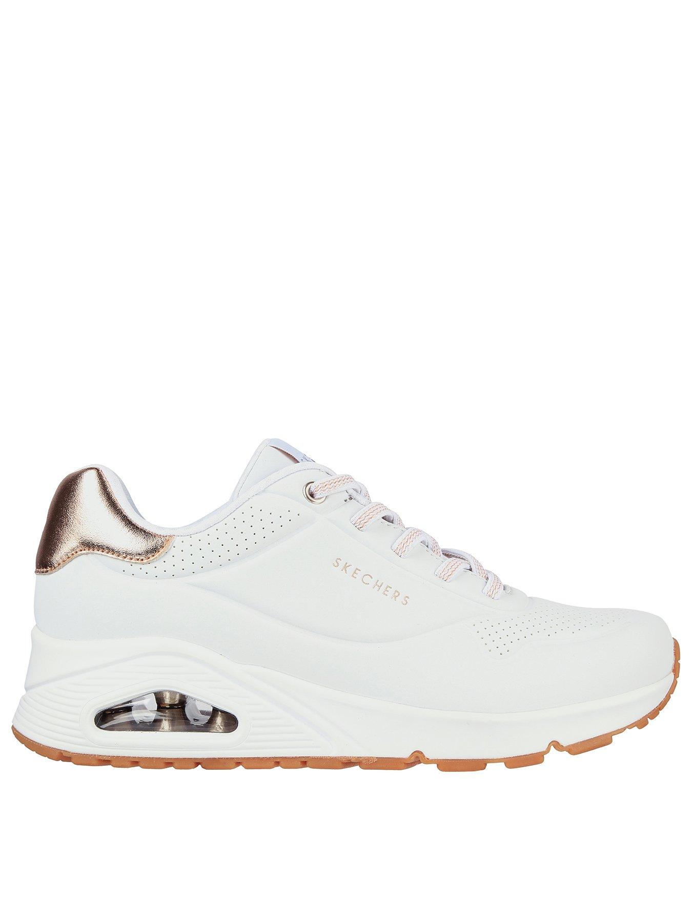 Skechers Wide Fit Uno Shimmer Away Trainer - White