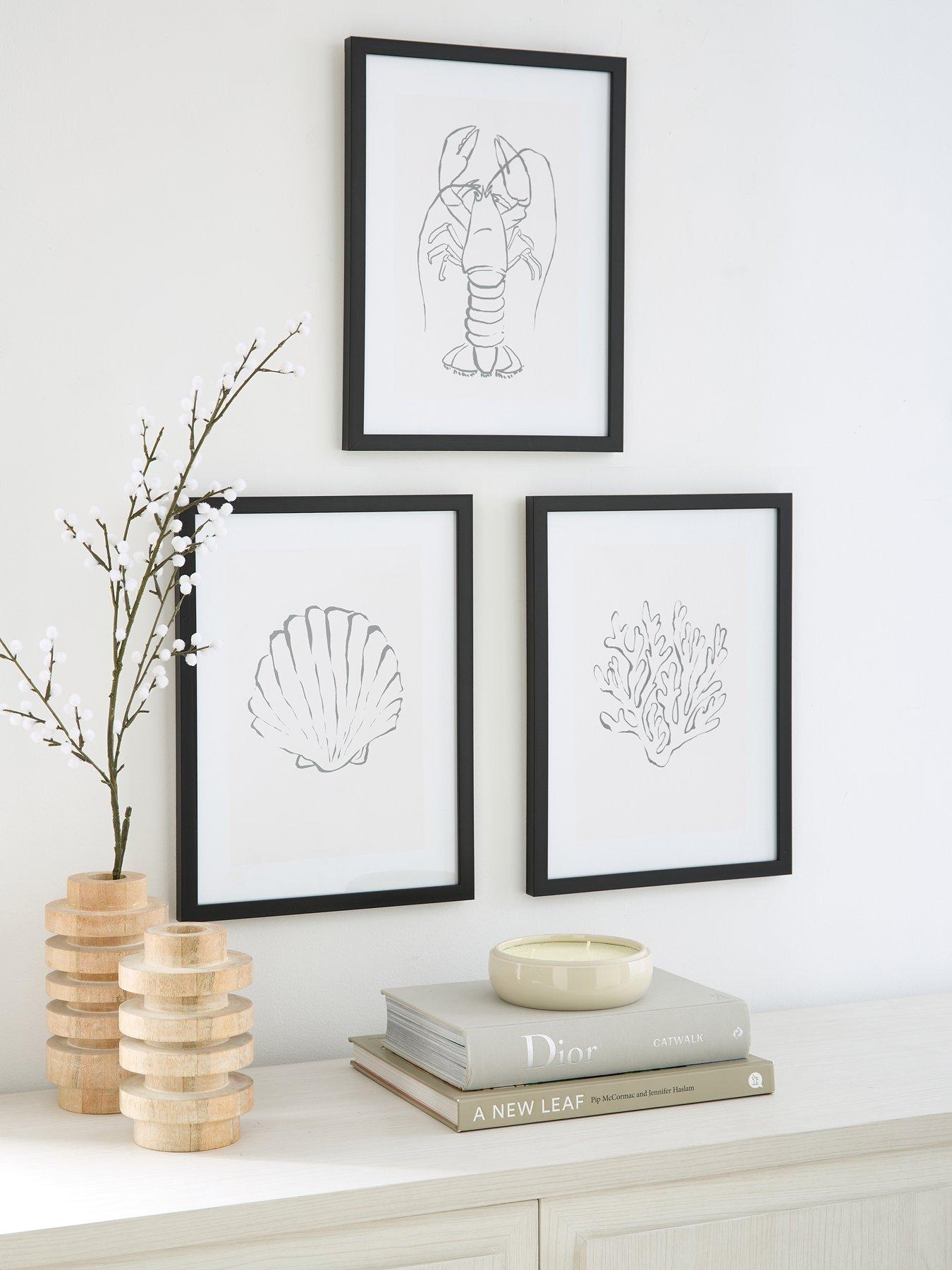 undefined Set of 3 Framed Sea Shell Art Prints
