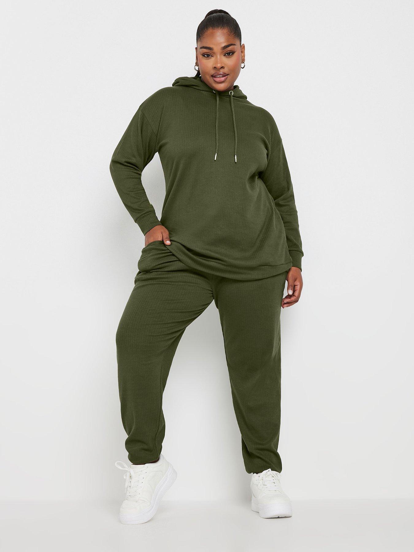 Image 3 of 4 of Yours Curve Ribbed Hoodie - Green