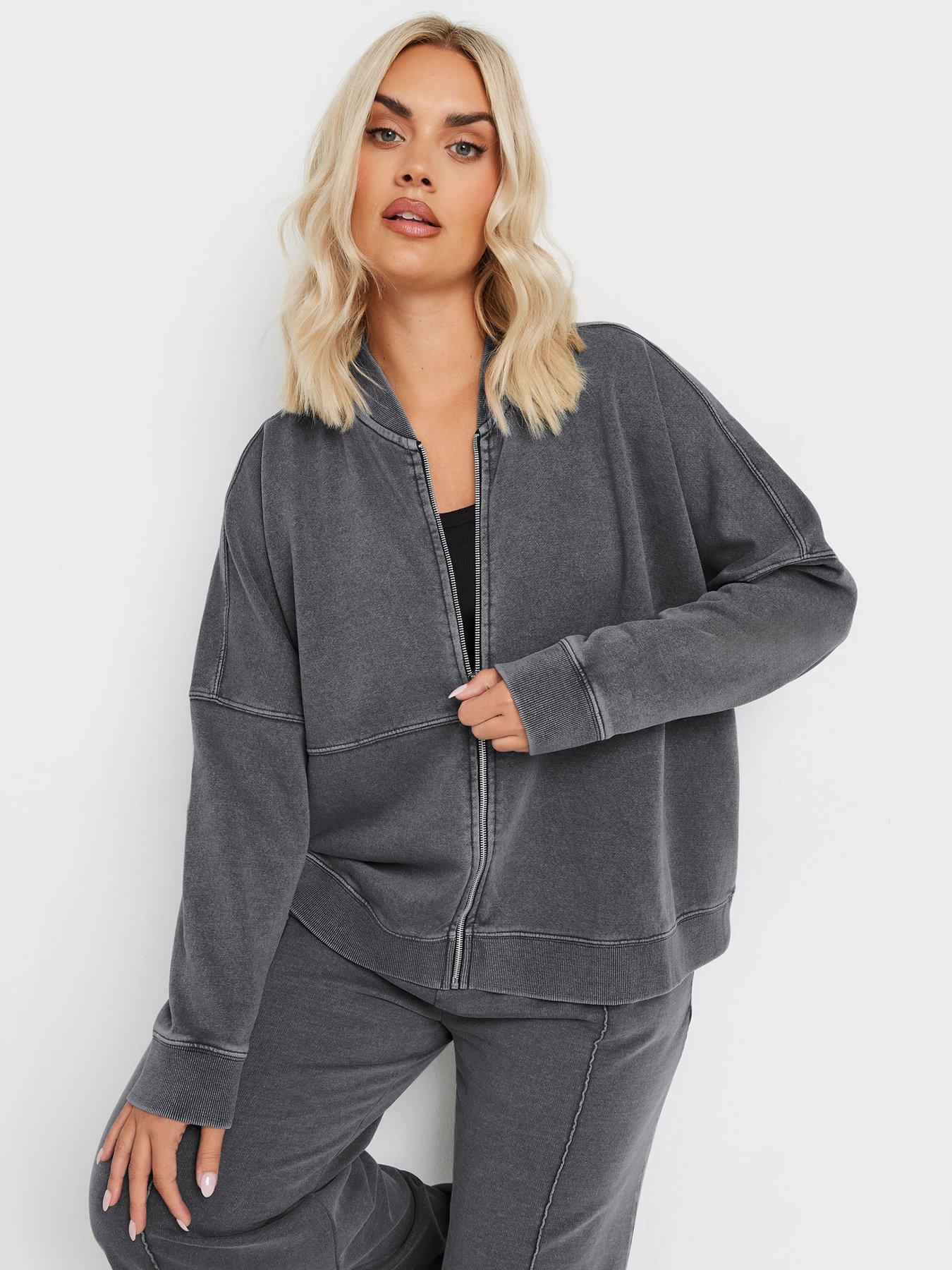 Image of Yours Curve Acid Wash Bomber - Grey