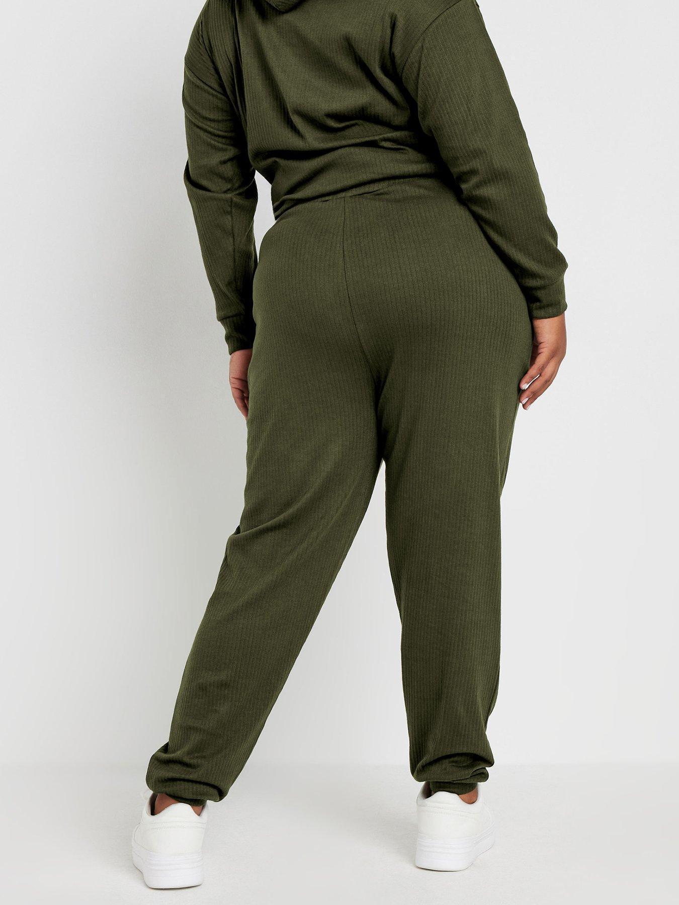 yours-curve-ribbed-joggers-greenstillFront