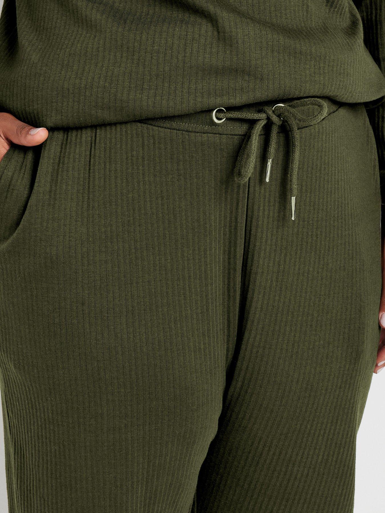 yours-curve-ribbed-joggers-greenoutfit