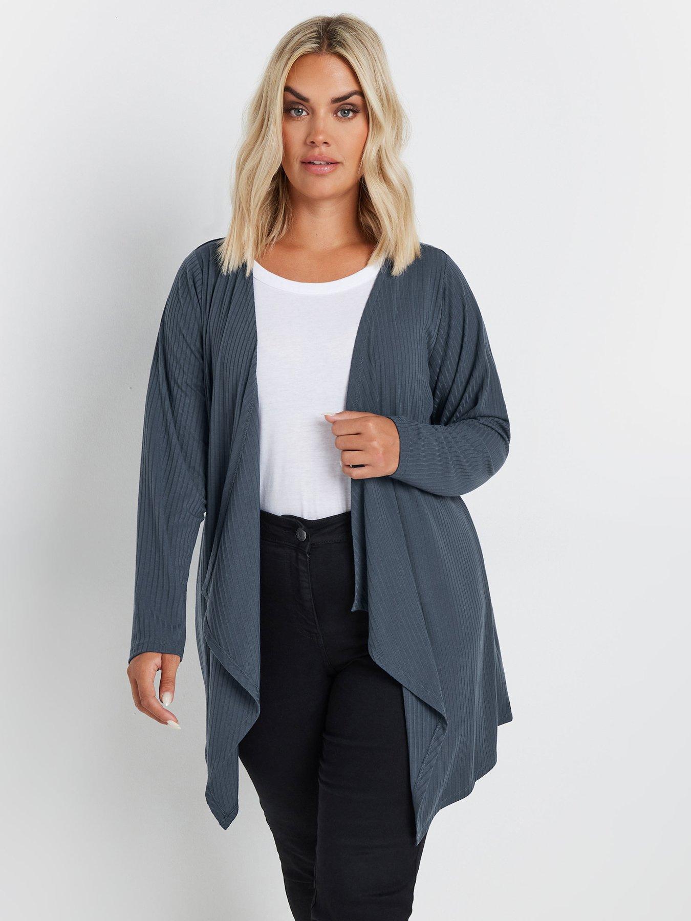 yours-curve-waterfall-cardigan-grey