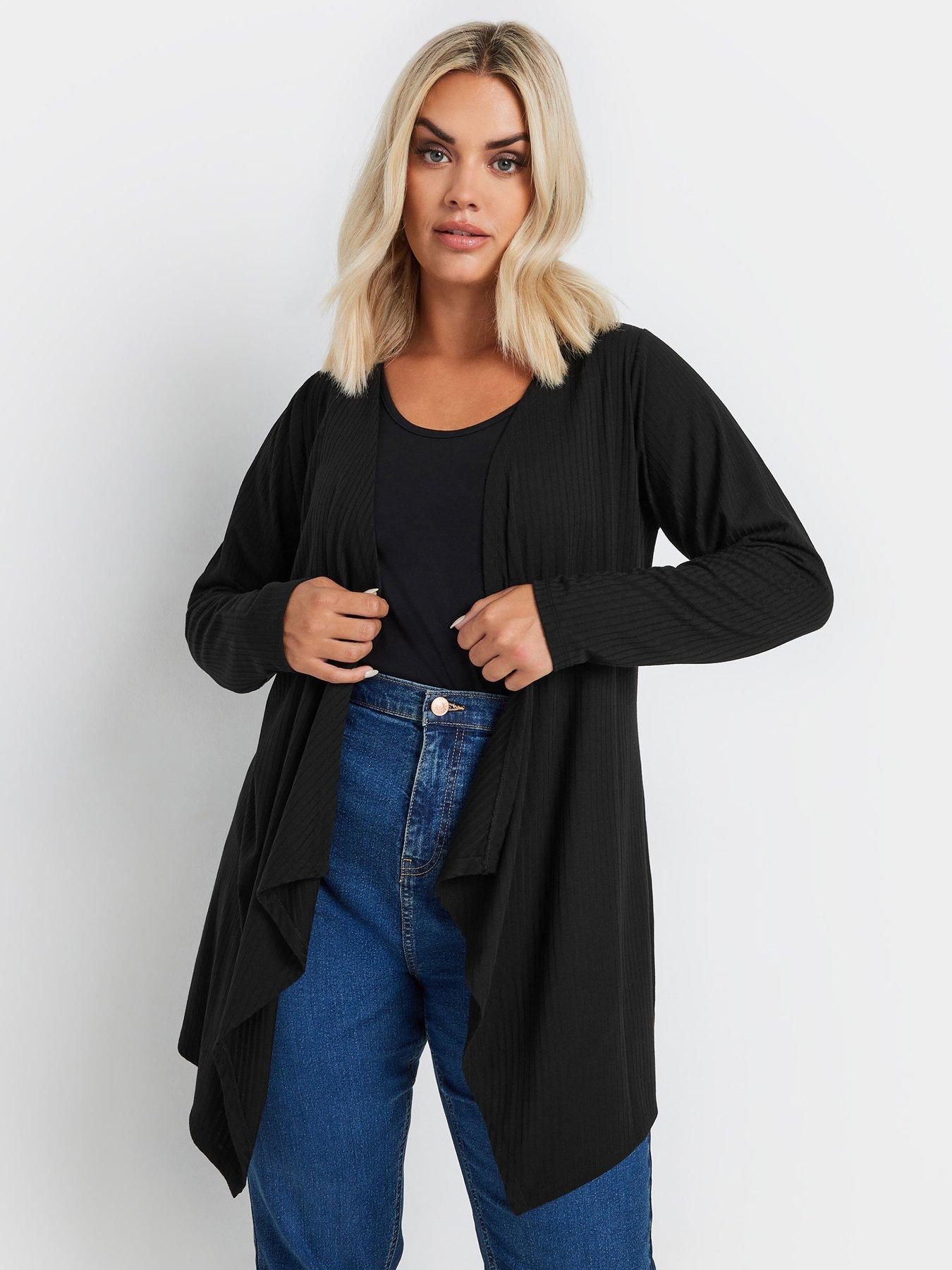 yours-curve-waterfall-cardigan-black