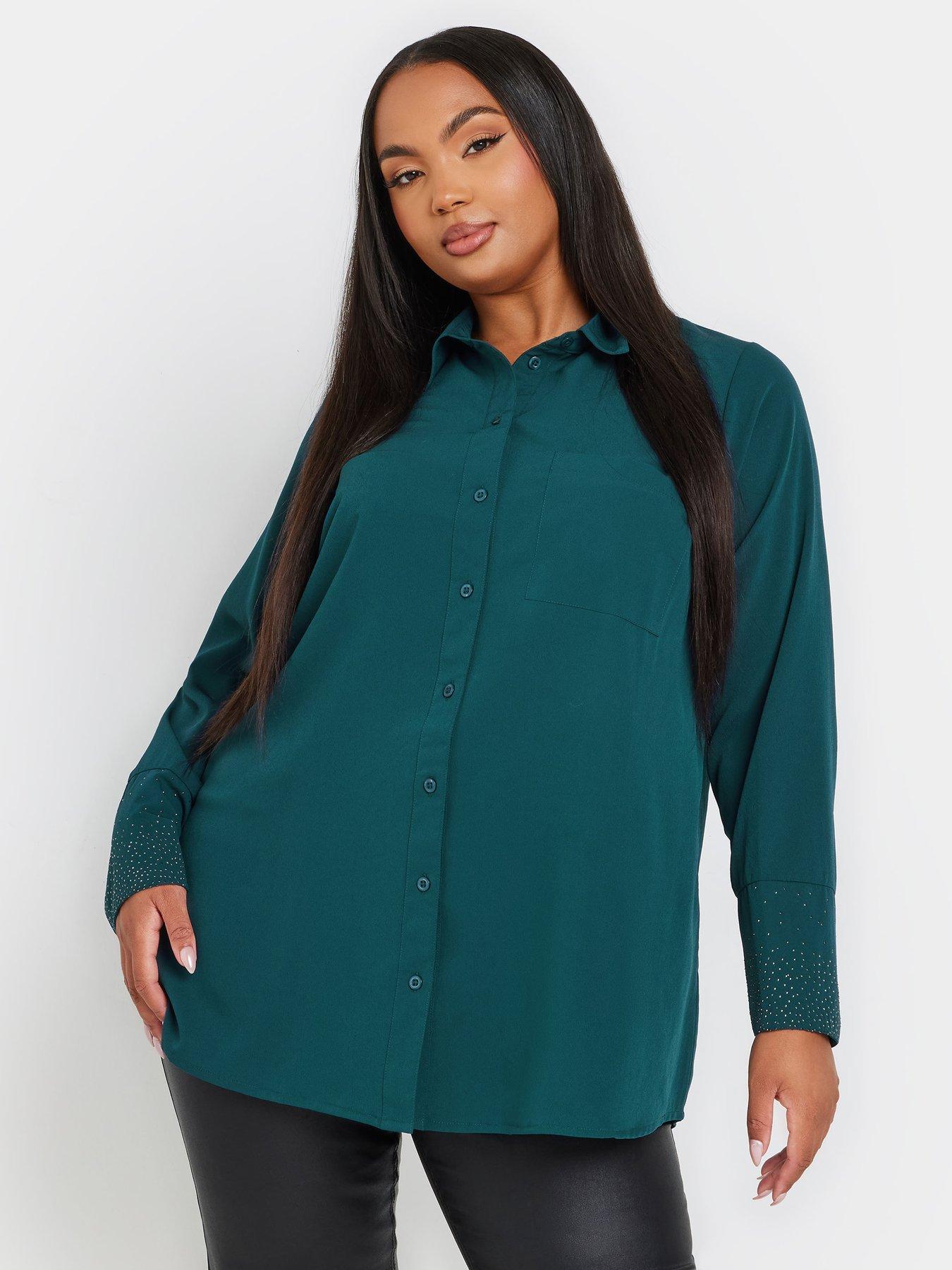 yours-curve-diamante-trickle-sleeve-blouse