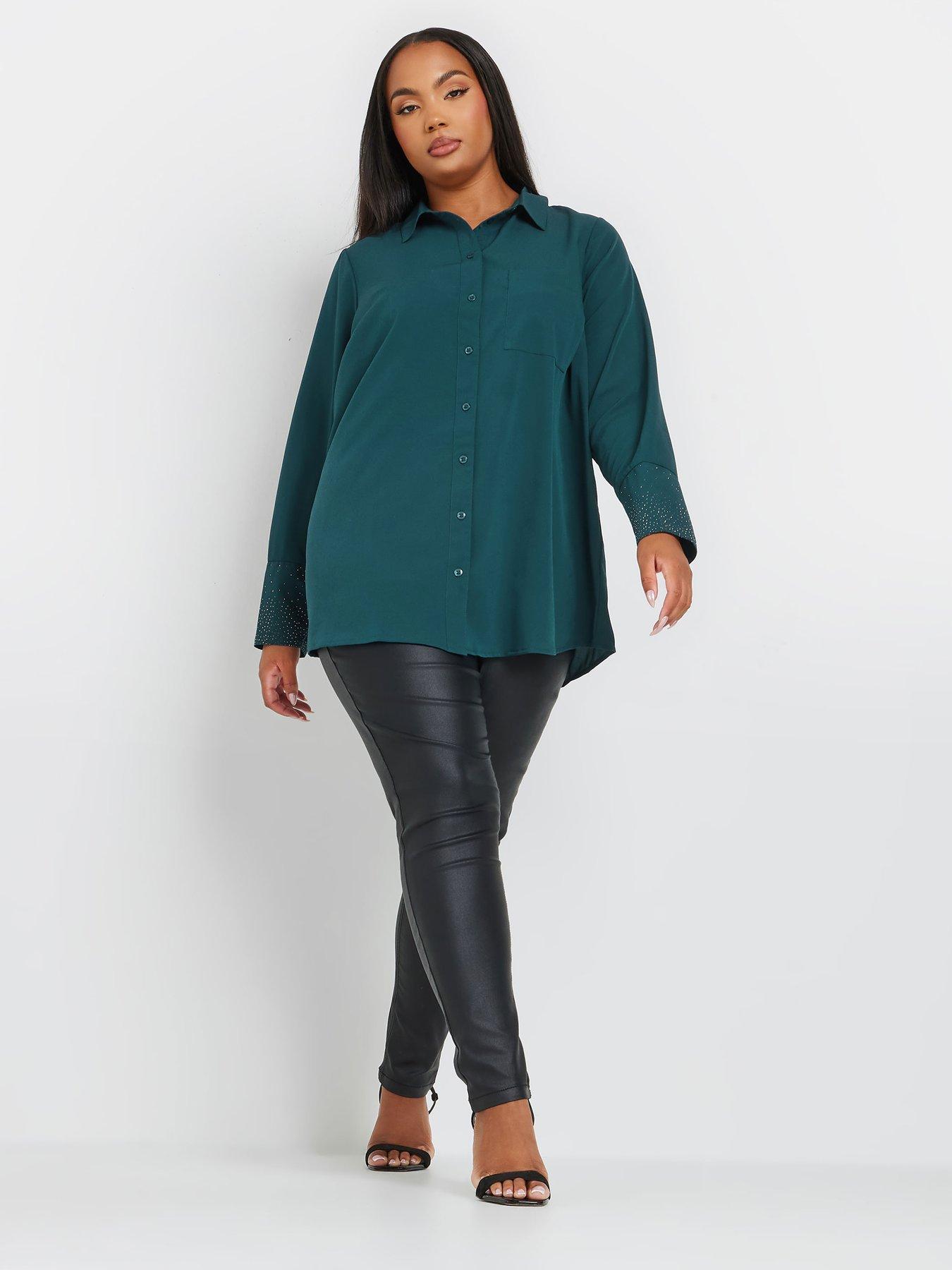 yours-curve-diamante-trickle-sleeve-blouse-blueback